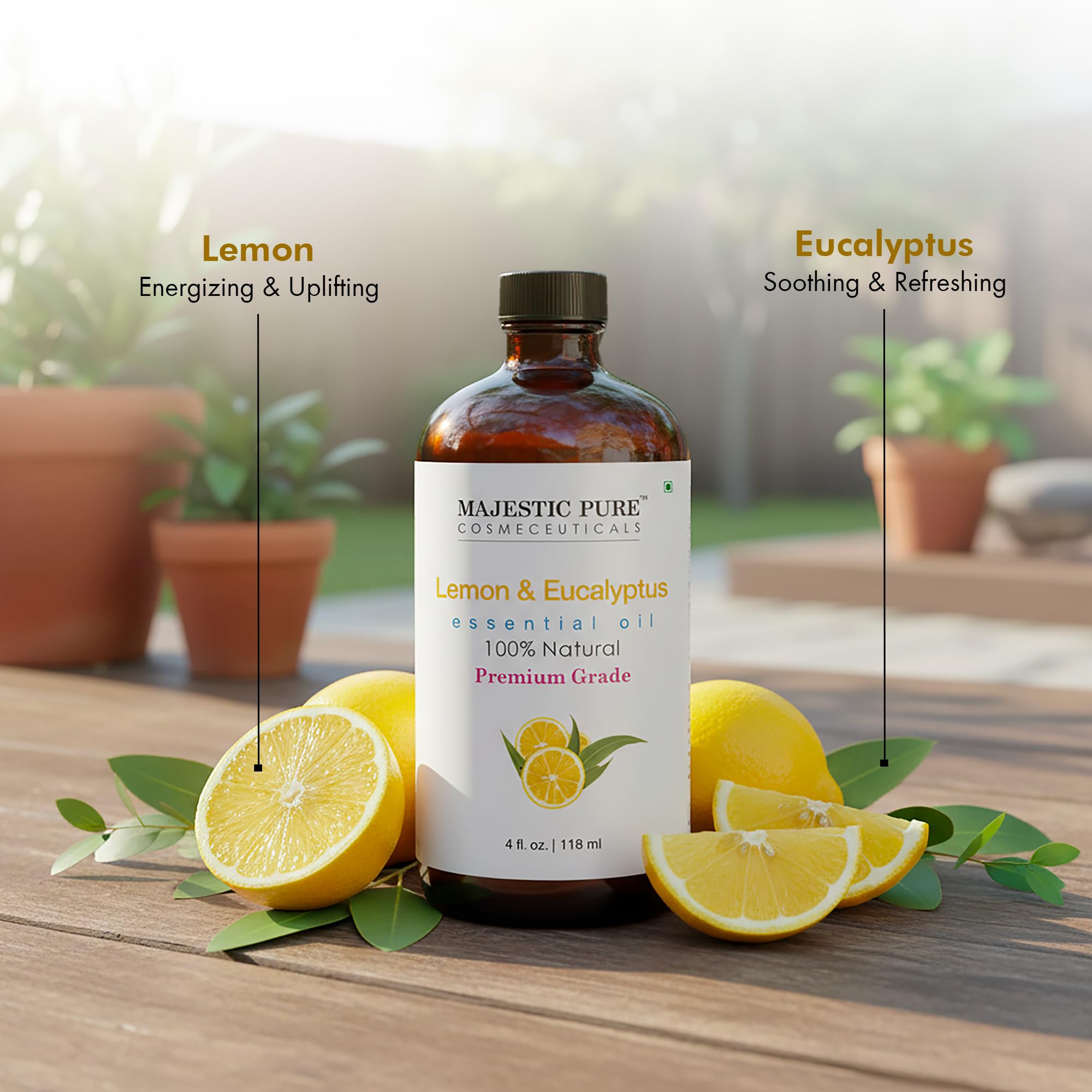 Majestic Pure Lemon Eucalyptus Essential Oil 4oz Diffuser