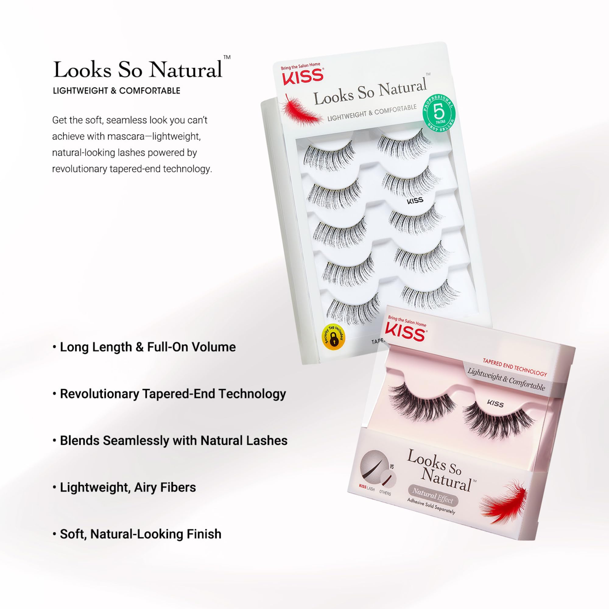 KISS So Wispy false eyelashes, 12mm reusable lash clusters with 5 pairs, easy to apply for natural, wispy eye look