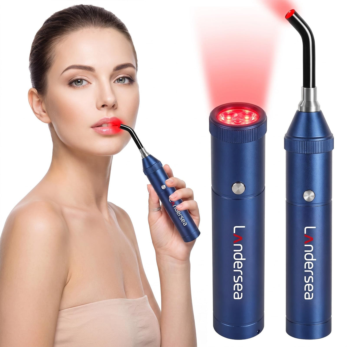 LANDERSEA Red Light Wand, 5-Wavelength LED Flashlight for Home Use (Blue)
