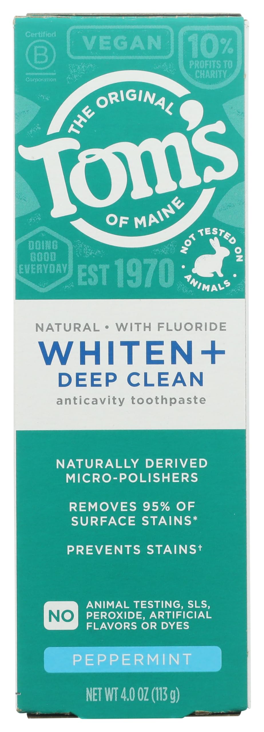 Tom's of Maine Whiten Plus Deep Clean Whitening Toothpaste, - Product Imagery