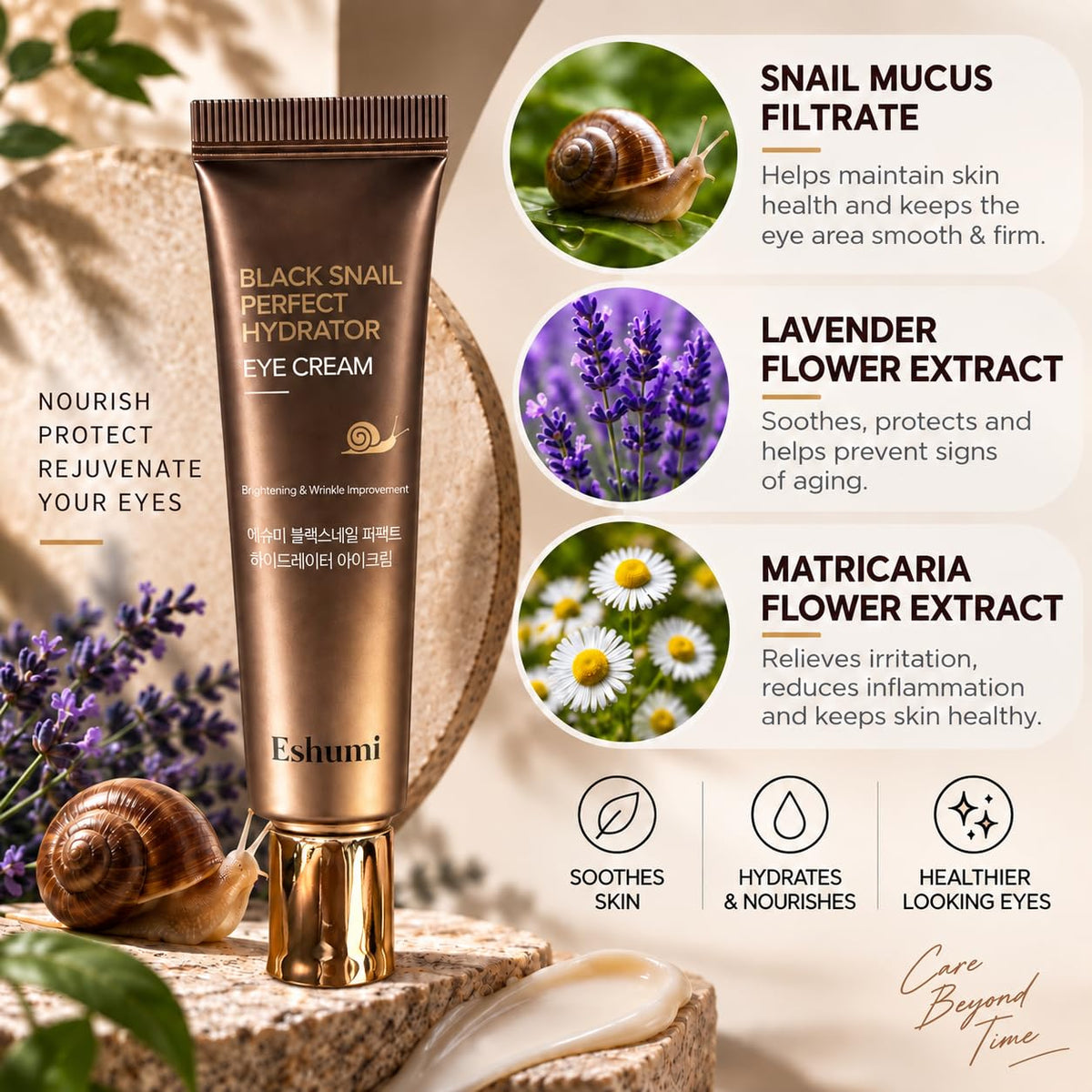 ESHUMI Black Snail Perfect Hydrator Eye Cream, Brightening & Wrinkle Improvement, Korean Premium Skincare 40ml/1.35 fl.o
