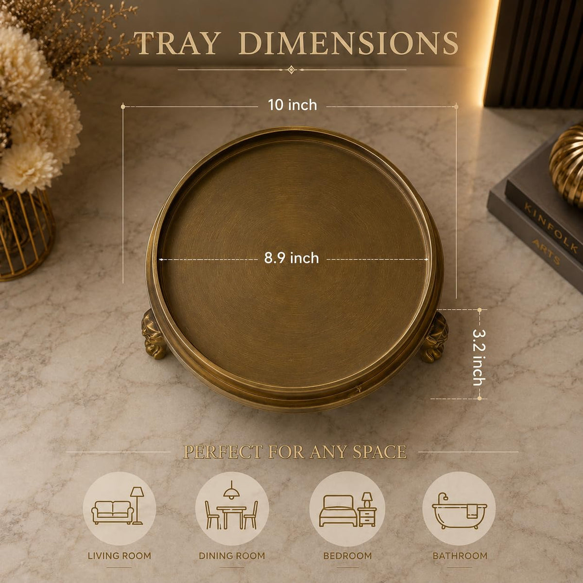OOGKA Vintage Brass Clawfoot Tray, Round Pedestal Candle Holder and Jewelry Dish – product photo (Jewelry Trays)