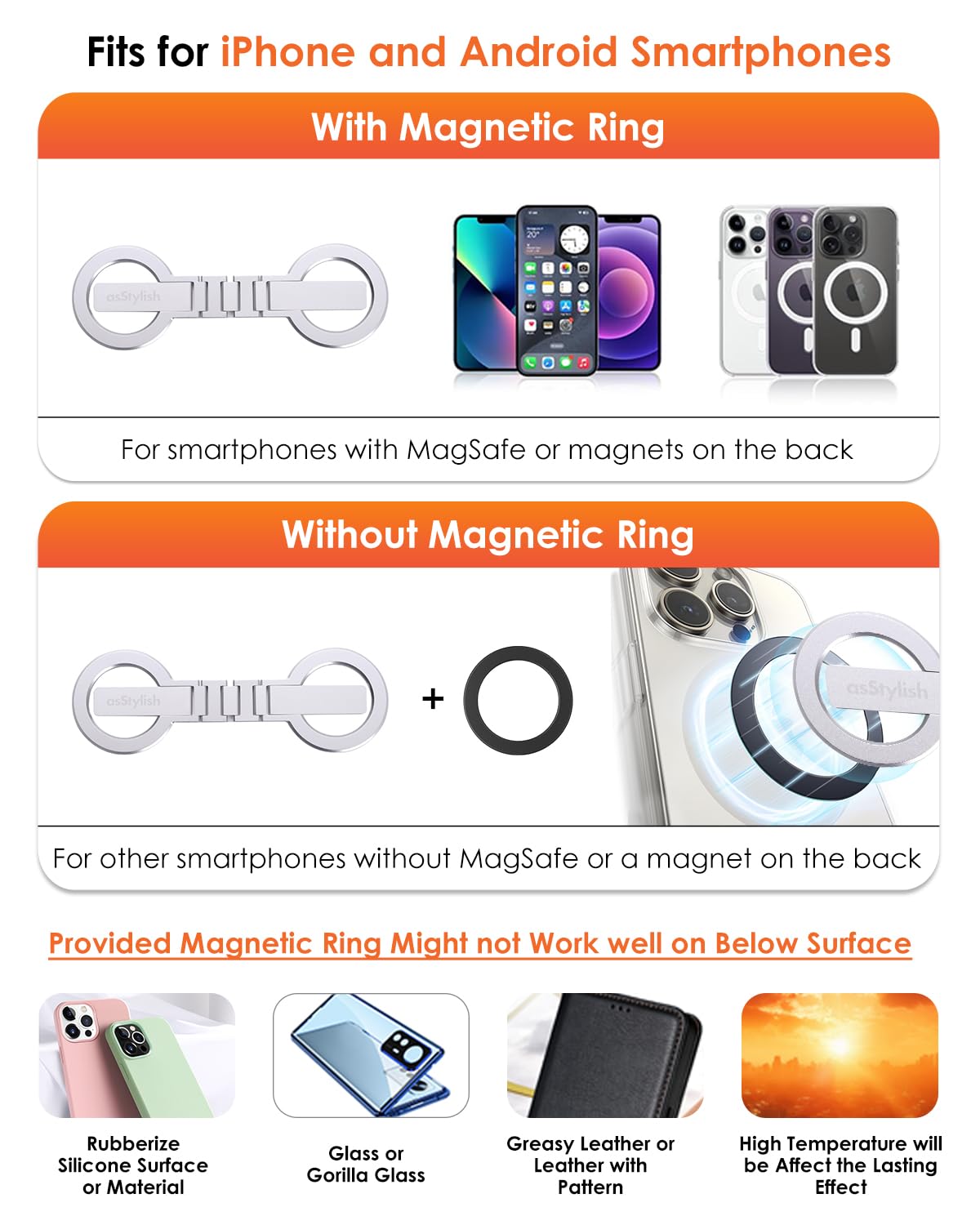 asStylish Twins Carry: Magnetic Dual-Phone Holder for iPhone & Android | Lightweight Solution for Professionals, Travele