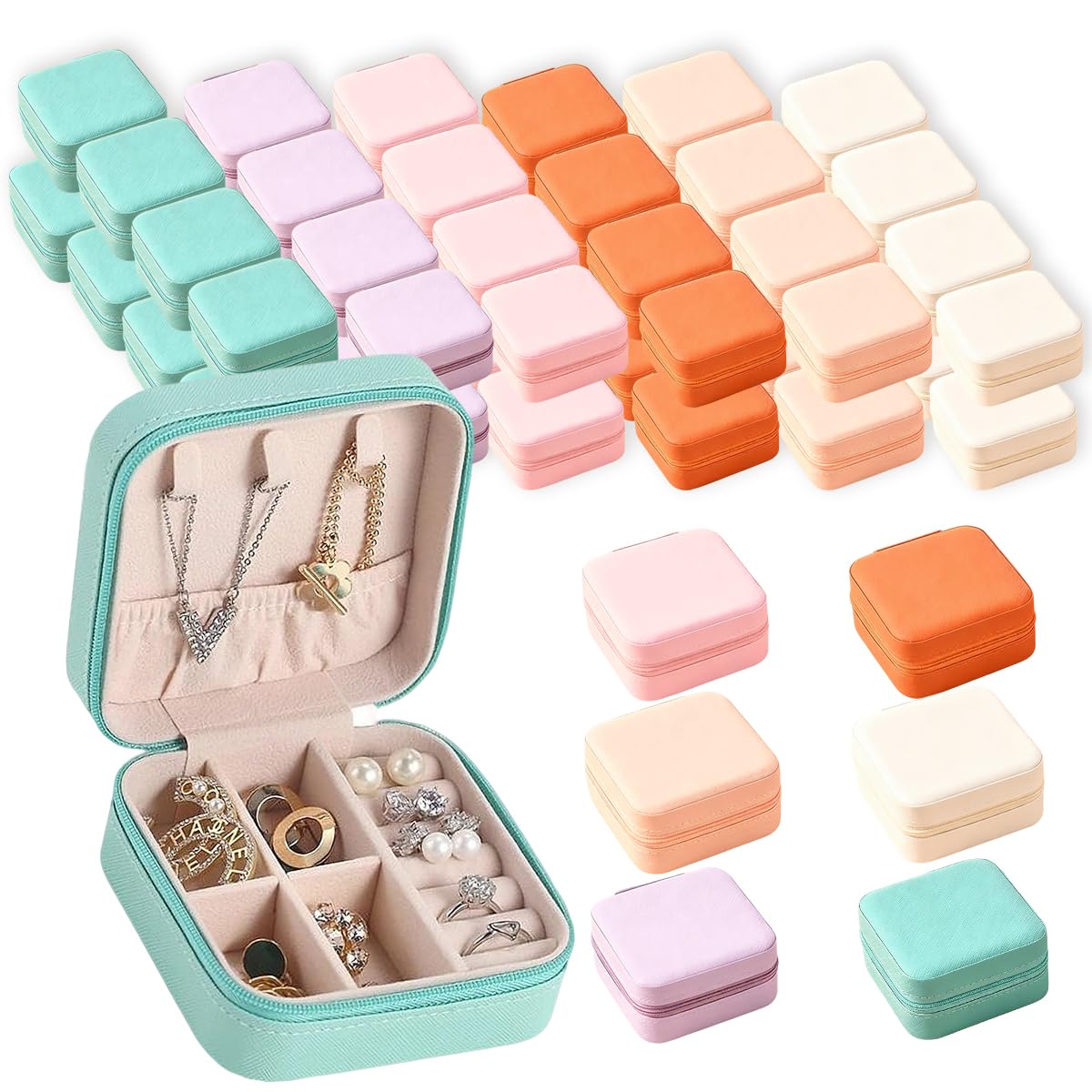 48 Pcs Mini Jewelry Travel Case Multi Color for Rings - Zansens Official Imagery - 1
