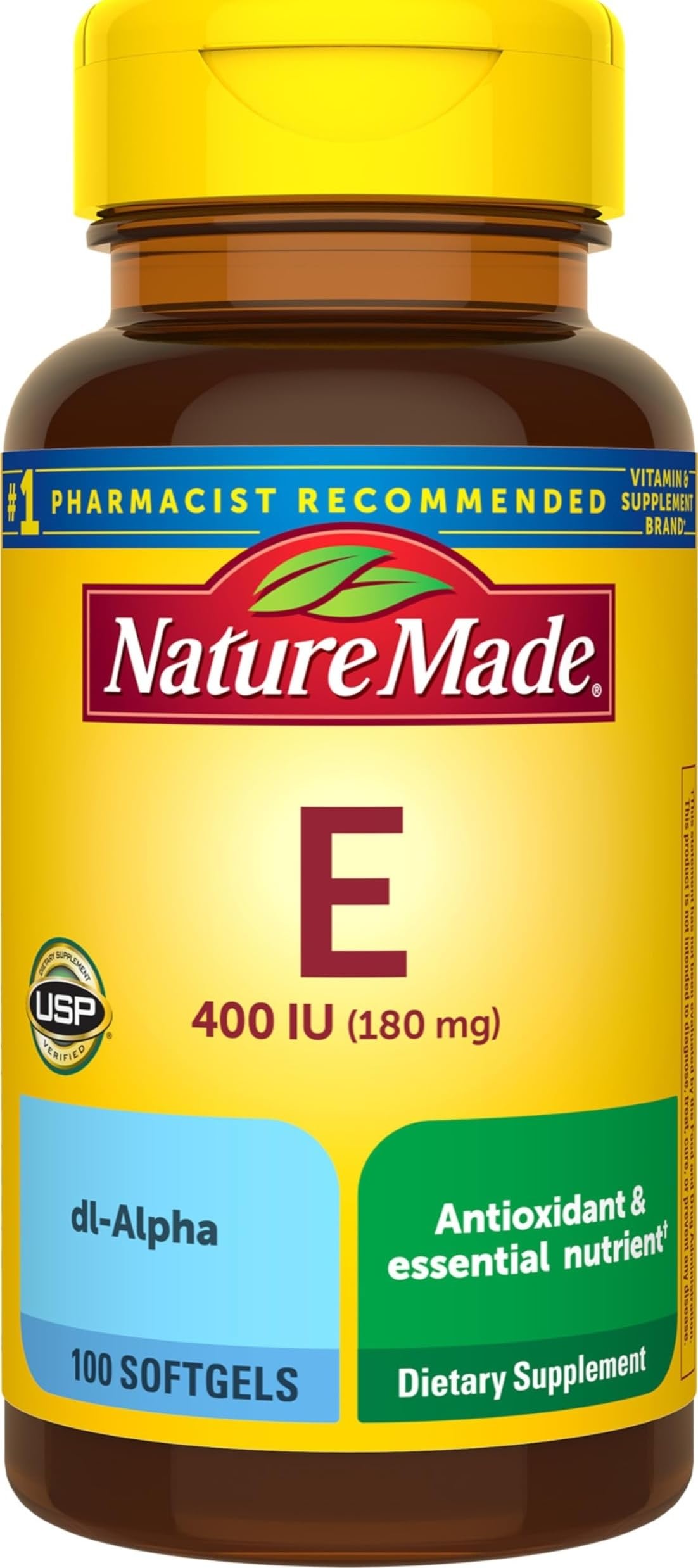 Nature Made Vitamin E 180 mg (400 IU) dl-Alpha, 100 Softgels - Product Imagery
