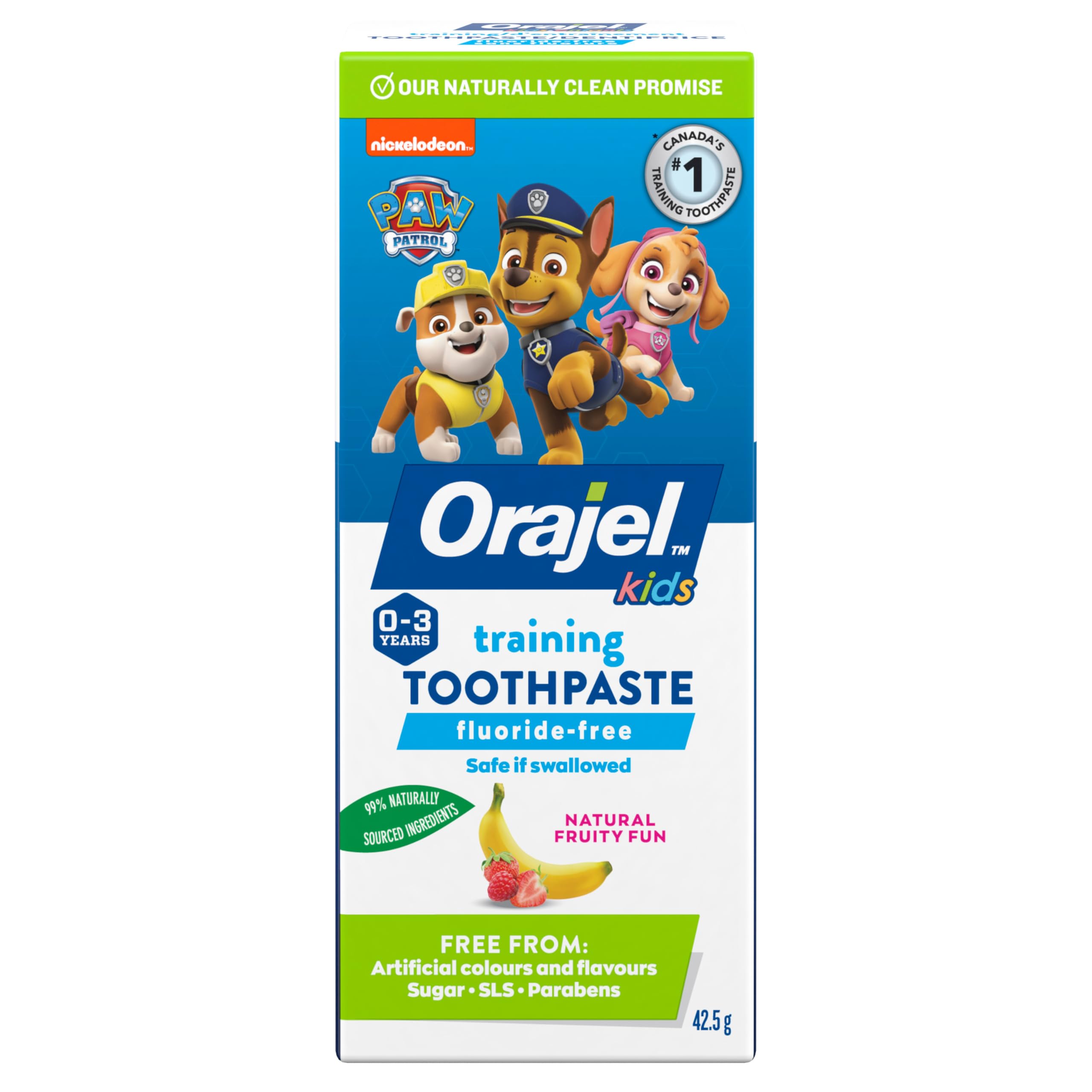 Orajel Naturals PAW Patrol Kids Toothpaste, Fruity Flavor, 1.5 Oz - Product Imagery
