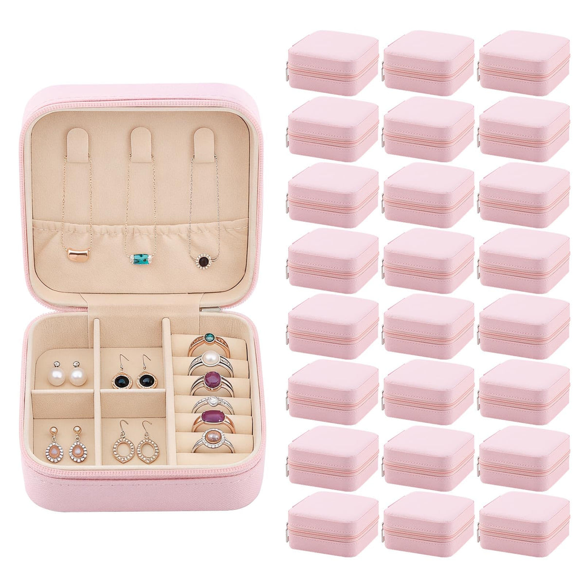 Easytle 24 Pcs Travel Jewelry Box Exquisite Travel Jewelry Case Portable Jewellery Storage Holder Organizer Box Small Je