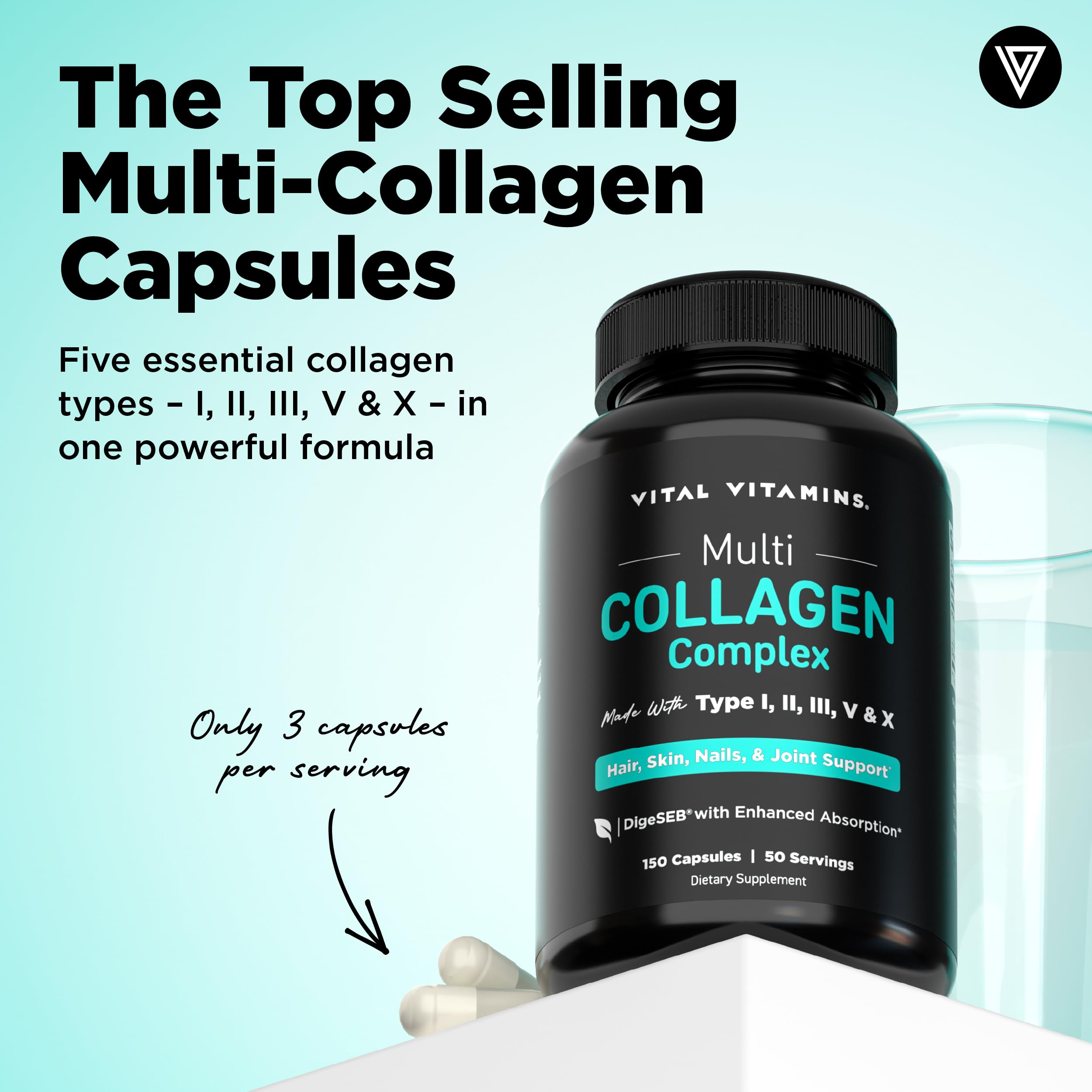 Vital Vitamins Multi Collagen Peptides Complex for Women & Men, 150 Pills