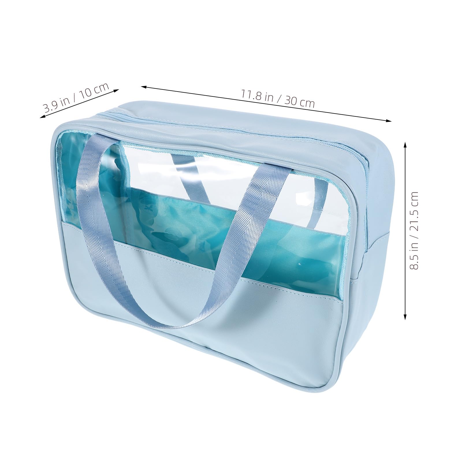 NULYLU large waterproof blue cosmetic case with handle, travel toiletry organizer pouch for women, spacious makeup and toiletry storage
