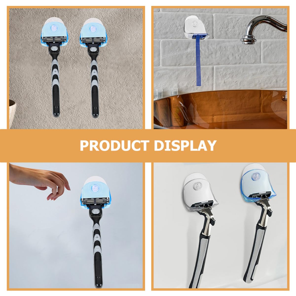 SEWACC 10pcs Bathroom Razor Holders with Suction Cups Plastic Razor and Brush Holder for Shower Wall-mounted Bathroom Accessories