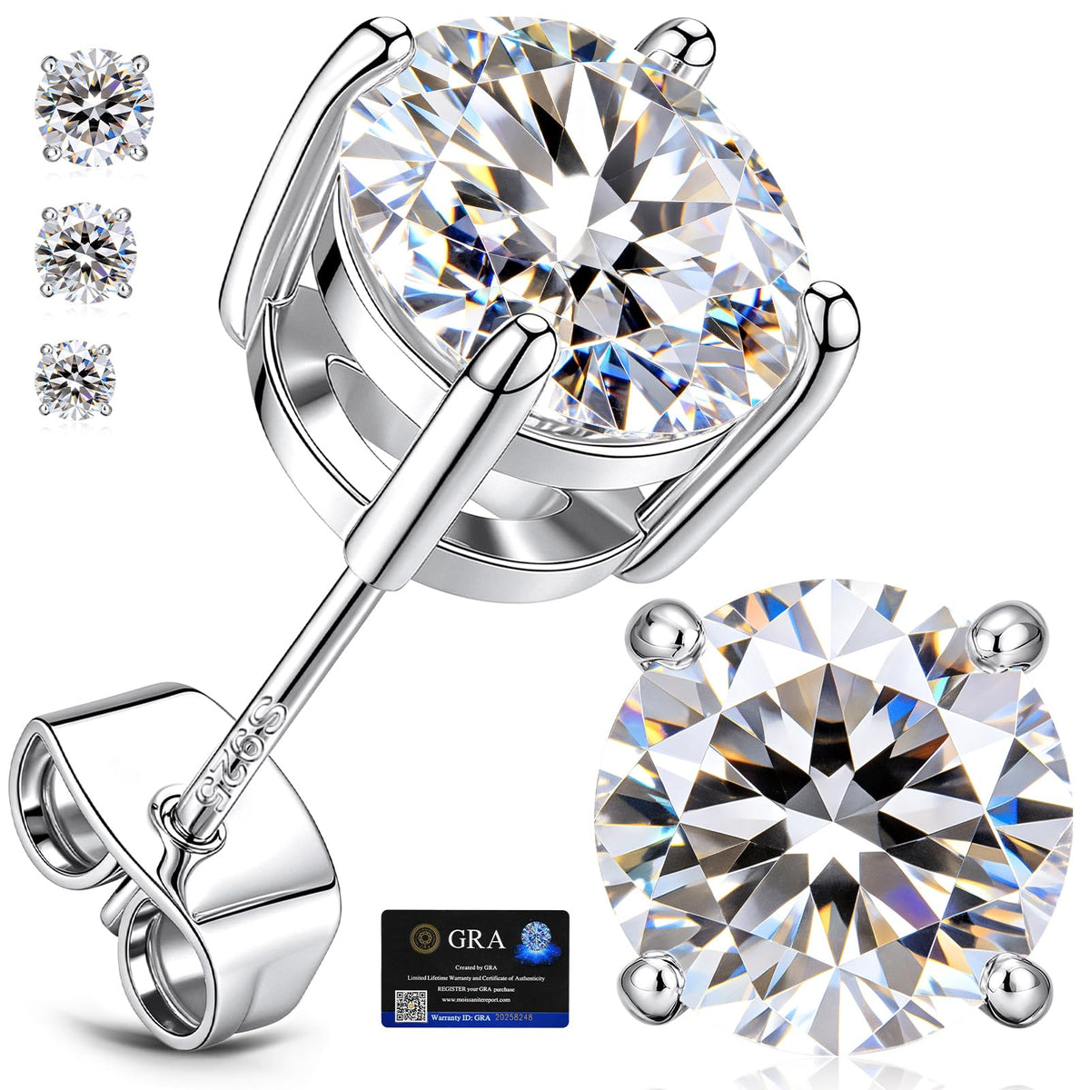 adoyi Moissanite Diamond Stud Earrings for Women 925 Sterling Silver Post 18K Gold Plated Earring Hypoallergenic Dainty 
