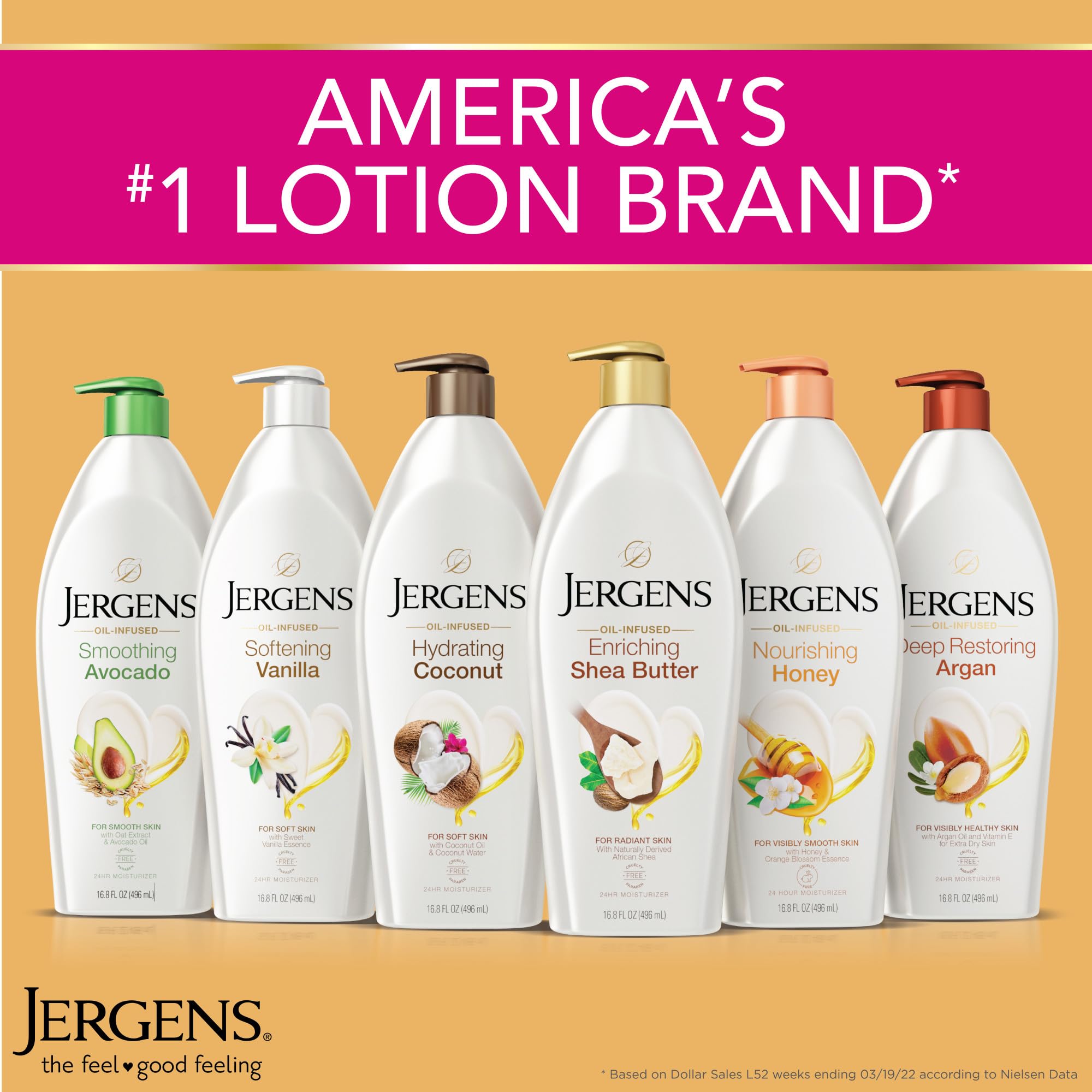 Jergens Shea Butter Hand and Body Lotion, deep conditioning moisturizer, 16.8 oz bottles, pack of 3, with pure shea butter.