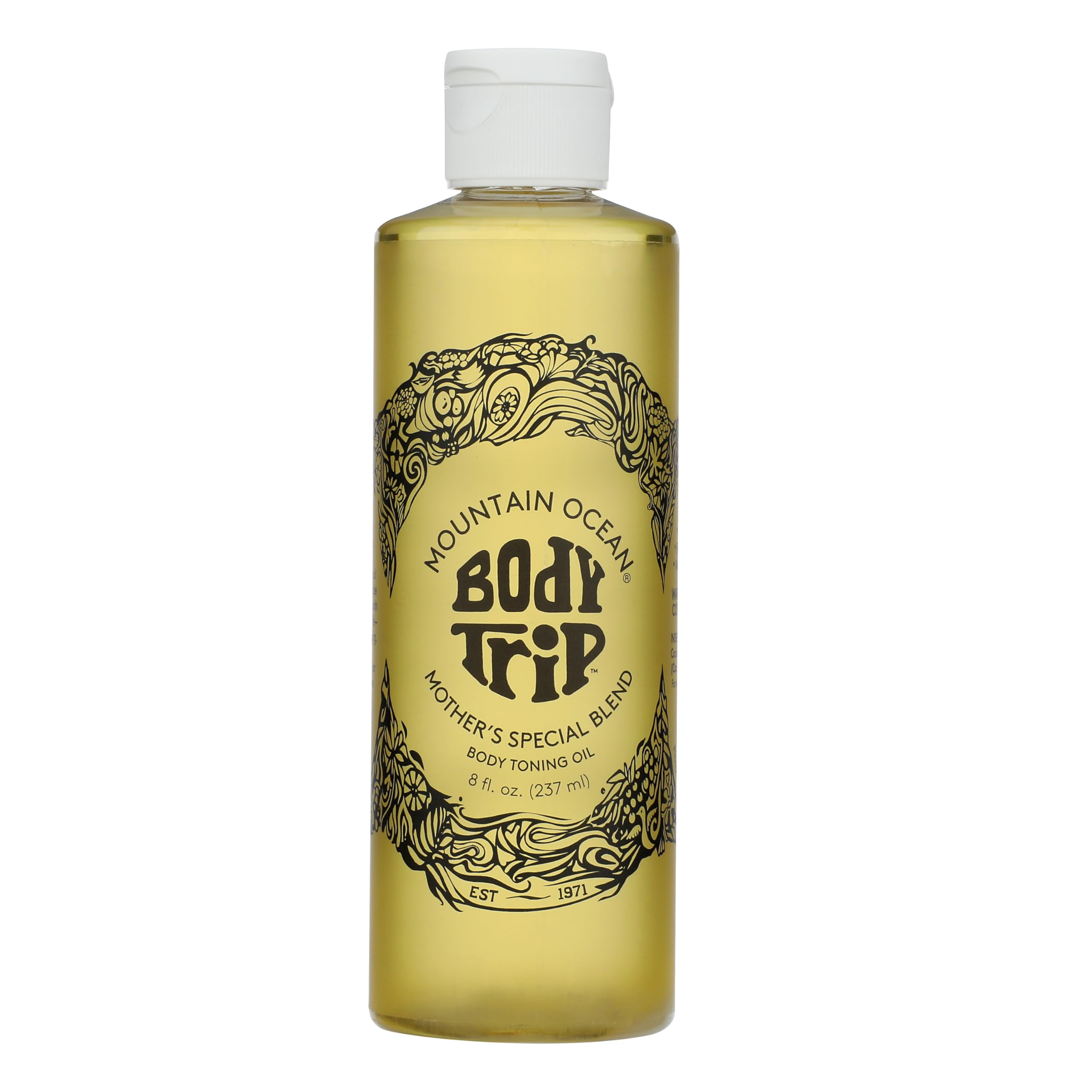 Mountain Ocean Body Trip Mother's Special Blend Body Toning Oil 8 Oz Deep Hydration, Helps Stretch Marks, with Almond & Coconut Oil, Cocoa Butter & Vitamin E (New Look, Same Formula)