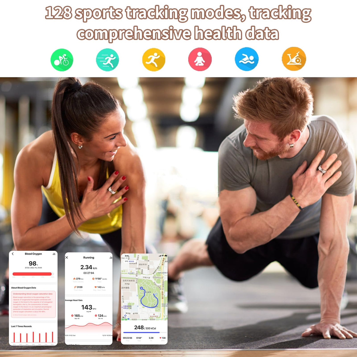 JIANVNUI Smart Ring for Women & Men - Health & Fitness Tracker with Heart Rate, Blood Oxygen, Sleep Monitoring, 128 Spor