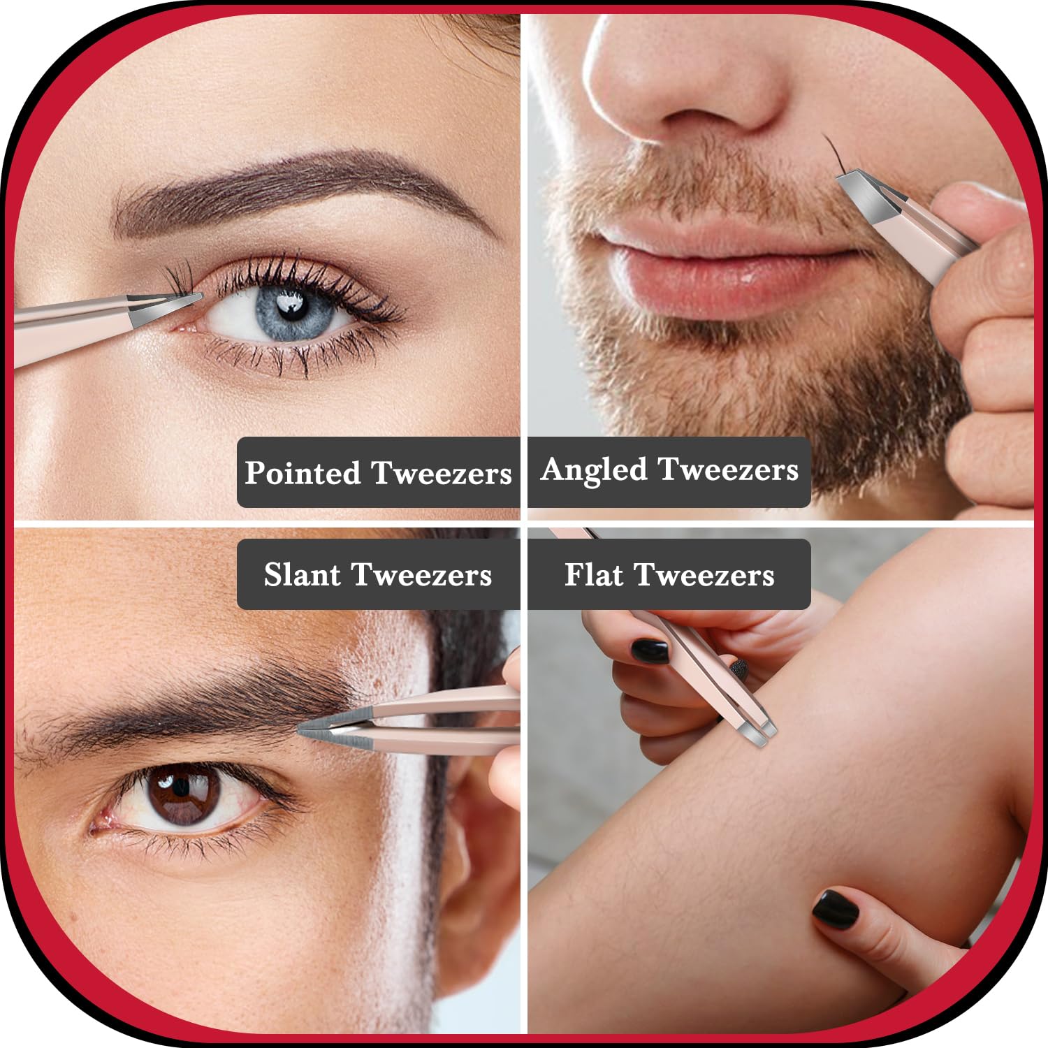 TsMADDTs facial hair tweezers and eyebrow kit with 8-piece set in a case, designed for women’s grooming and shaping eyebrows.