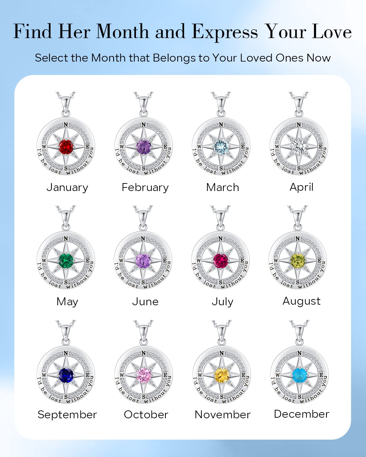 Gifon Compass Necklace Women, Gifts Anniversary Wife, 925 Silver Love Jewelry Her – alternate angle