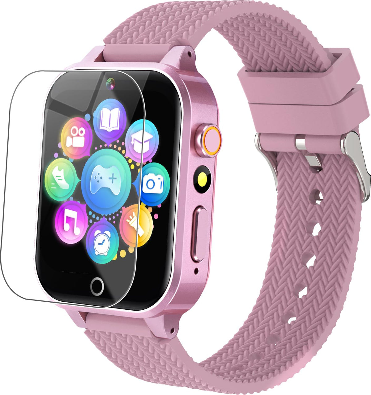 Tywop Kids Smart Watches for Girl Ages 3-12 with 2 HD Screen Protector Game Watch – Rose Gold, Silicone, 1.5 inches