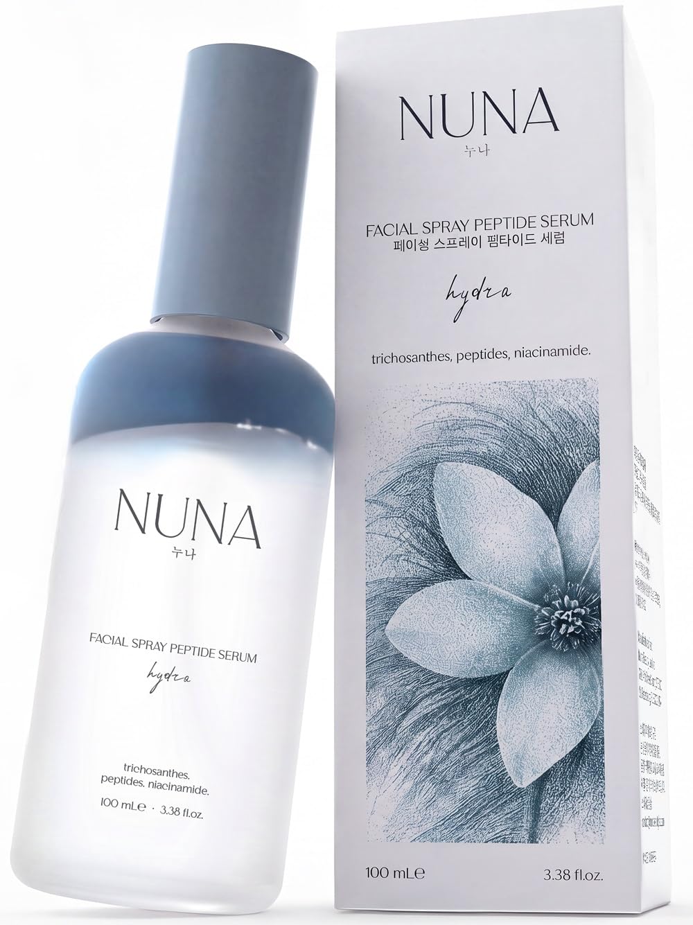 NUNA Ultra Hydrating Face Serum Spray with Peptides, Niacinamide, Hyaluronic Acid & Botanical Extracts – Korean Lightwei