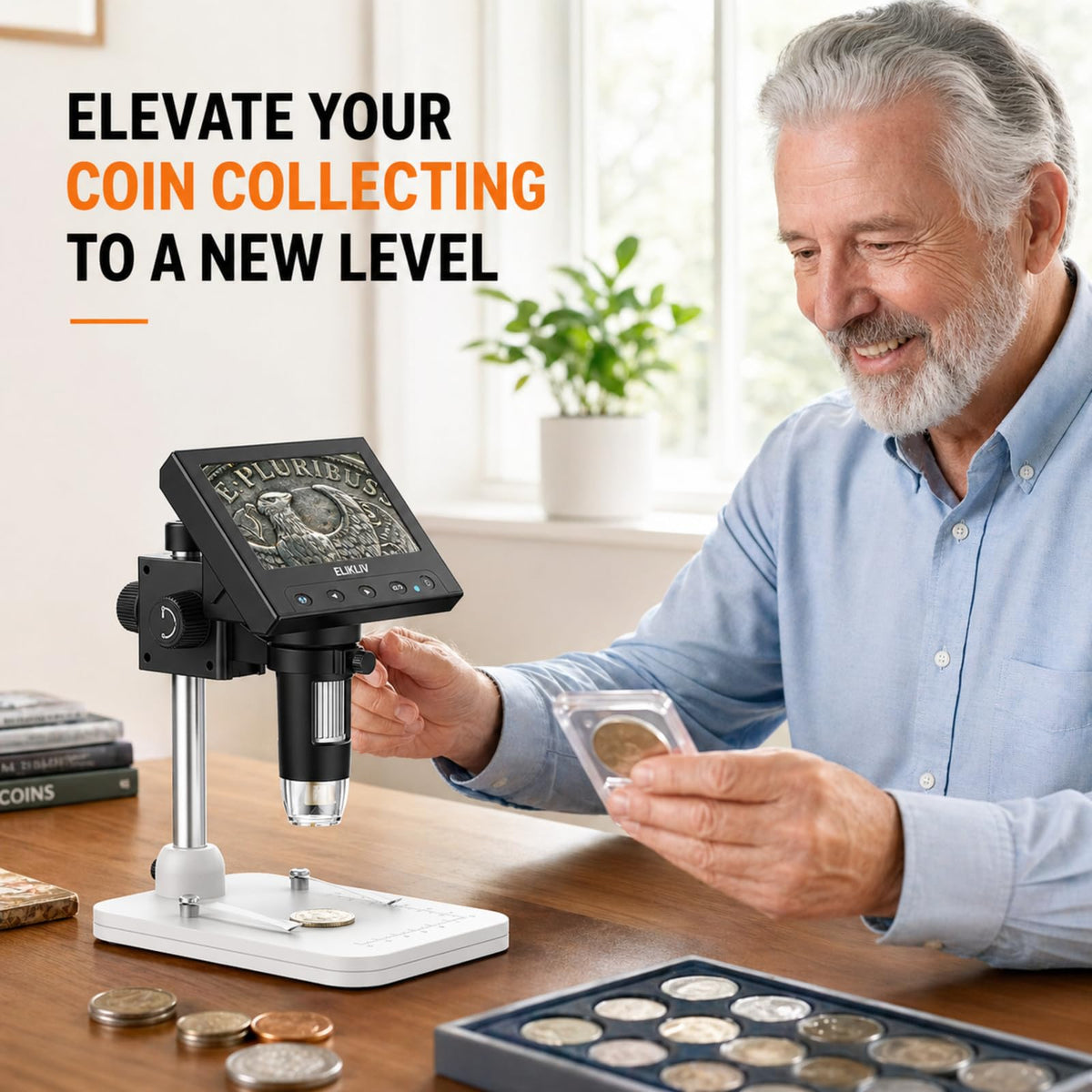 Elikliv Microscope LCD Digital Coin Microscope 1000x Coin - Elikliv Official Imagery - 4