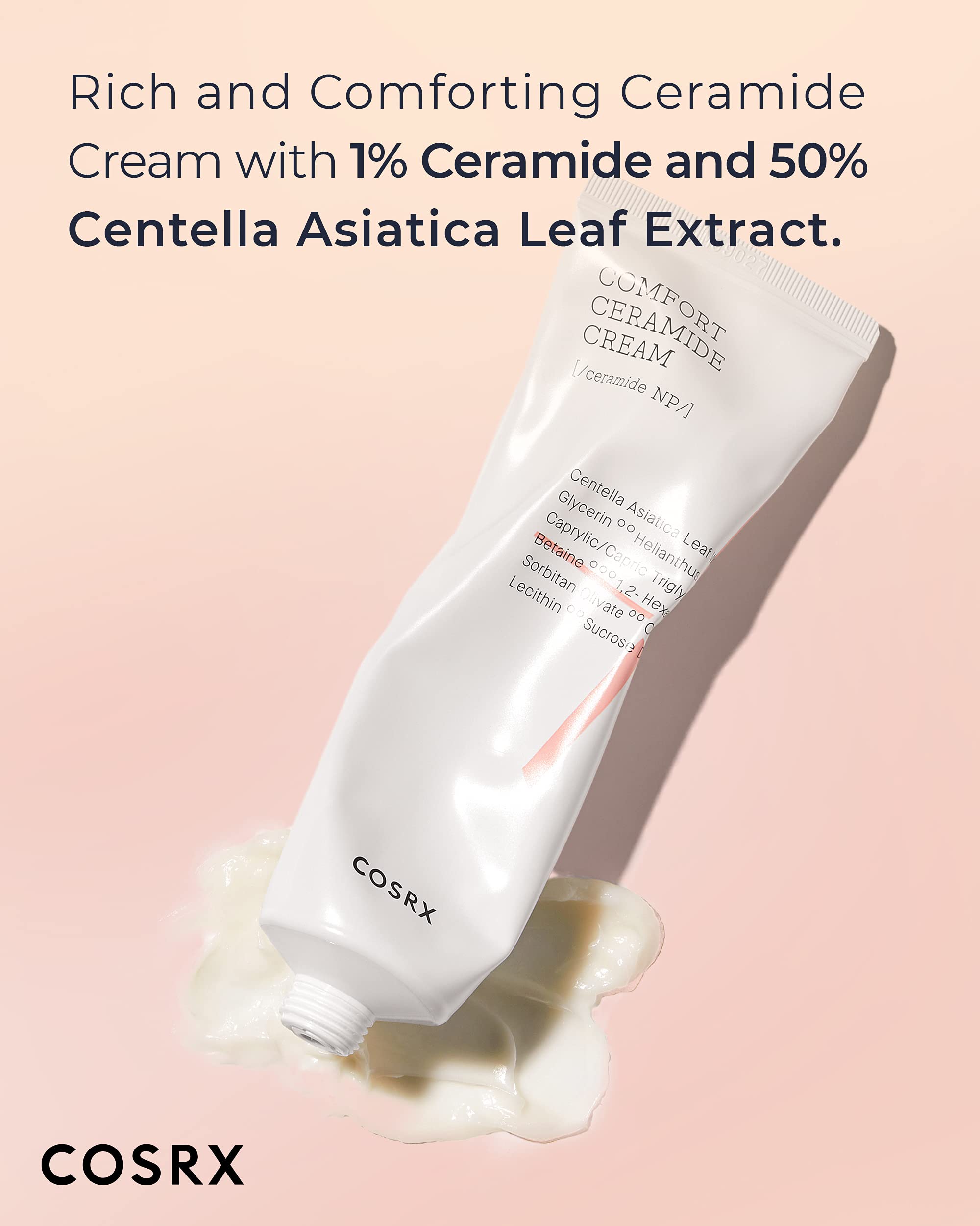 COSRX Balancium Comfort Ceramide Cream with Centella Asiatica, 2.82 oz, a hydrating skin moisturizer in a jar.