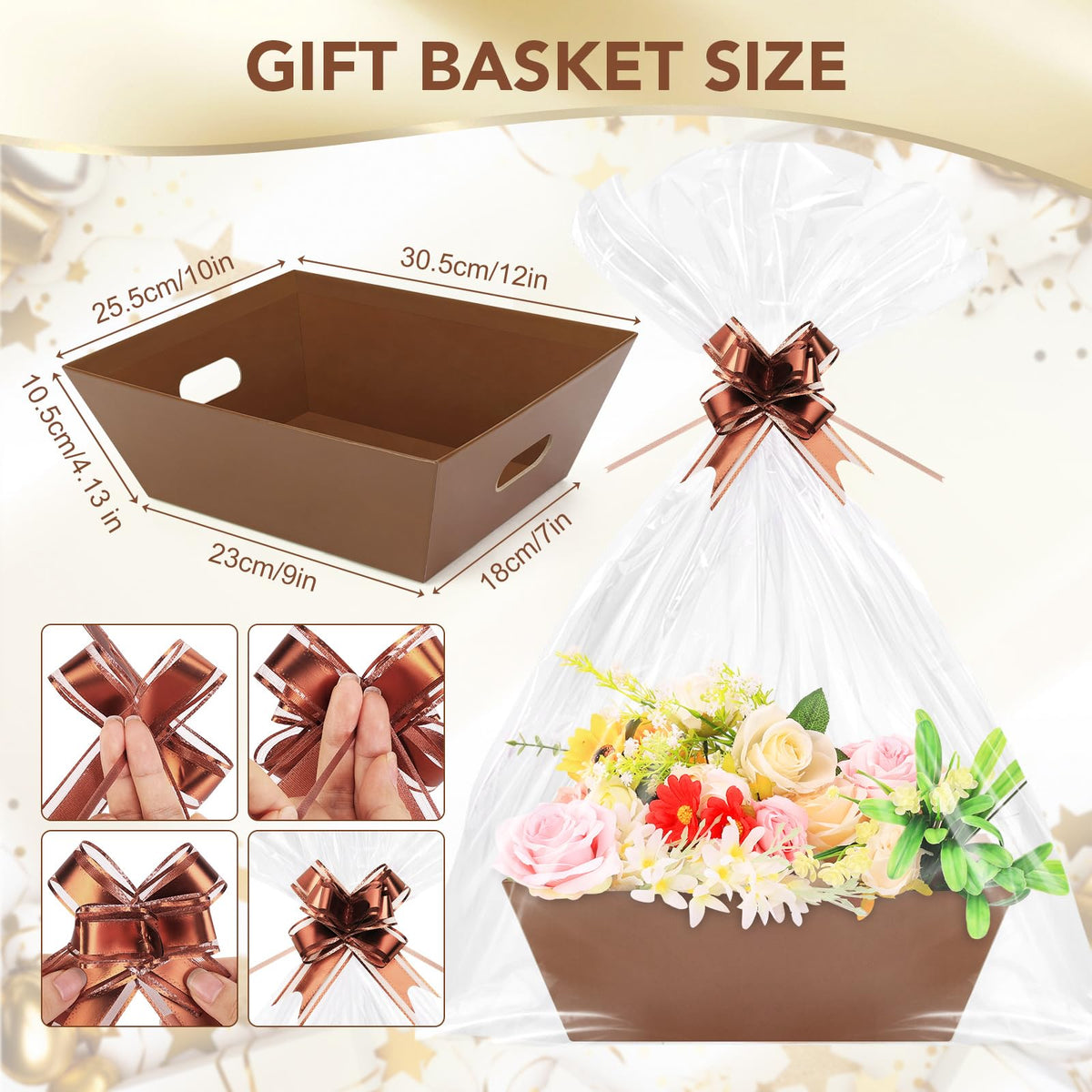 AFOROEOA 20PACK Baskets for Gifts Empty 12x10x4 Thick Brown - AFOROEOA Official Imagery - 4