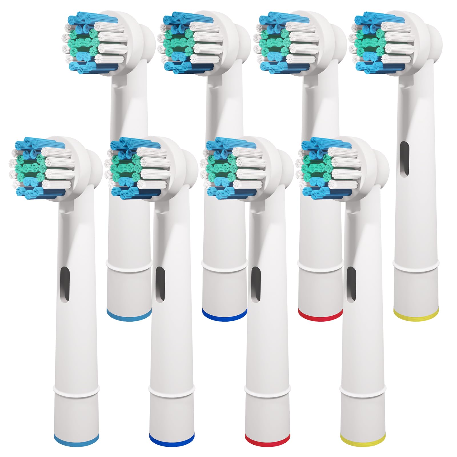 Set of 8 GENKENT replacement heads for Oral-B Braun electric toothbrush, showing toothbrush heads with bristles and connector base.