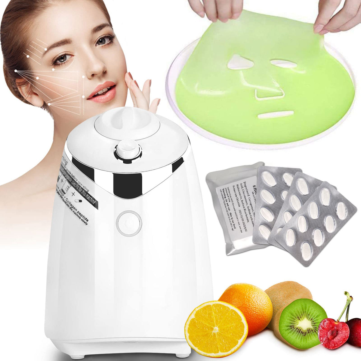 Bryzalor Face Mask Maker Machine - DIY Fruit Vegetable Facial Pack Machine Kit with Collagen Pills Smart Automatic Face 