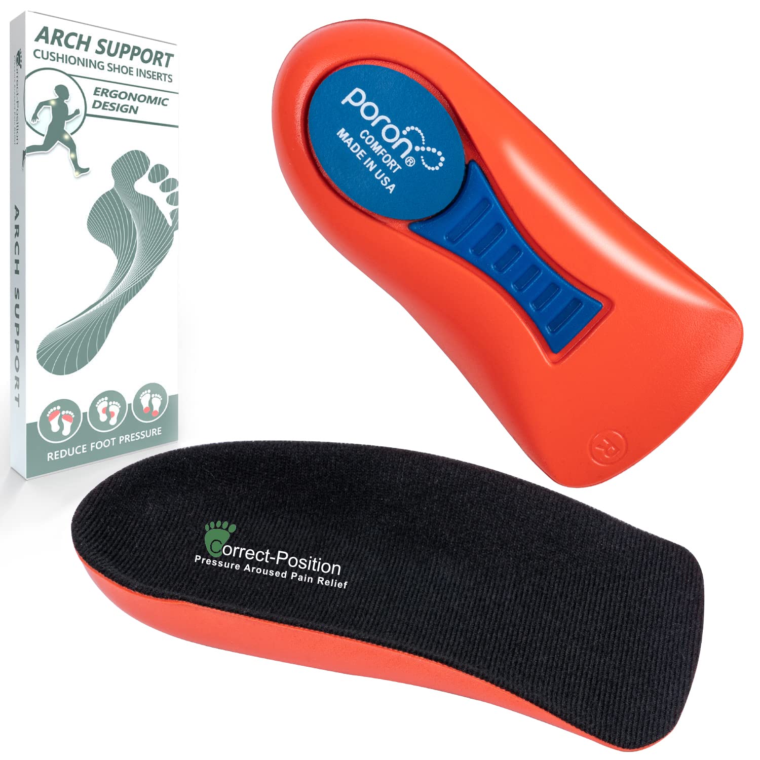 Plantar Fasciitis Relief Arch Support Shoe Inserts for Women and - Product Imagery