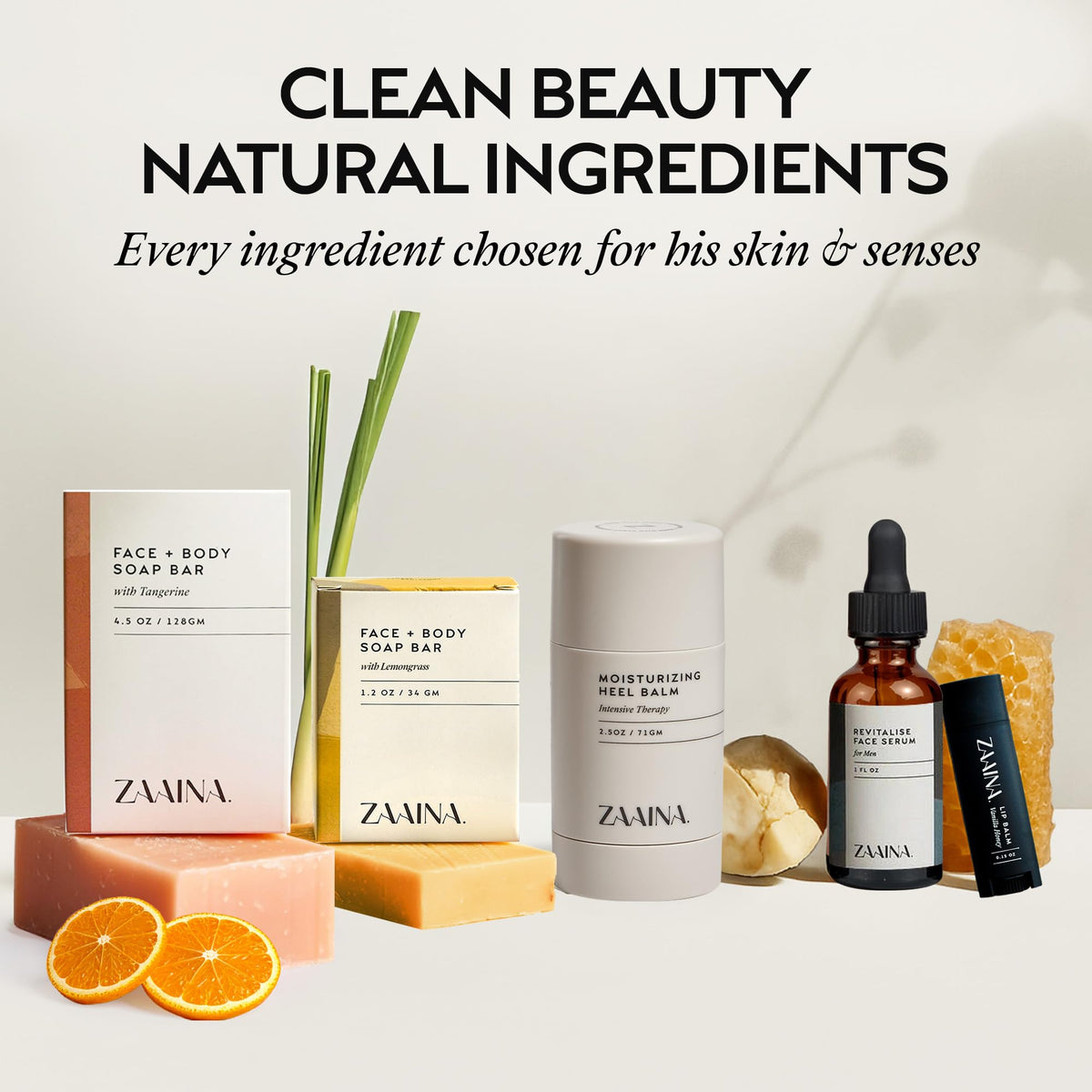 ZAAINA Men's Self Care Gift Box | Relaxation Grooming Gift Set – packaging and label
