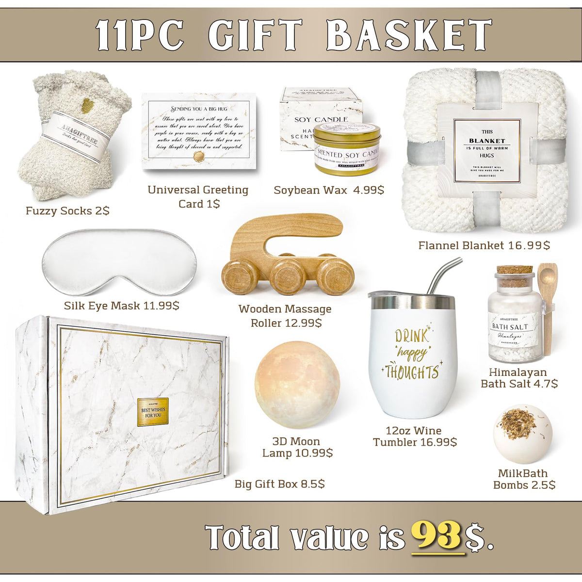 Gift Baskets for Women 11PC Care Package with Moon Lamp - AHAGIFTREE Official Imagery - 4