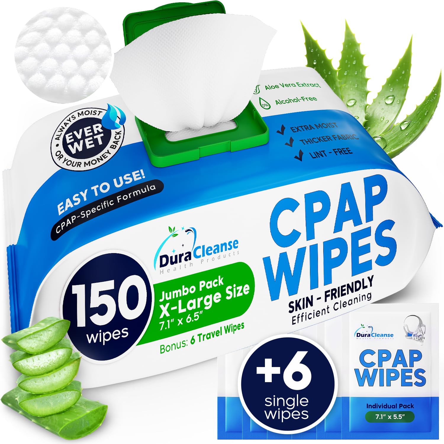 XL CPAP Mask Wipes - Unscented Cleaner Full Face & Nasal Masks - - Product Imagery