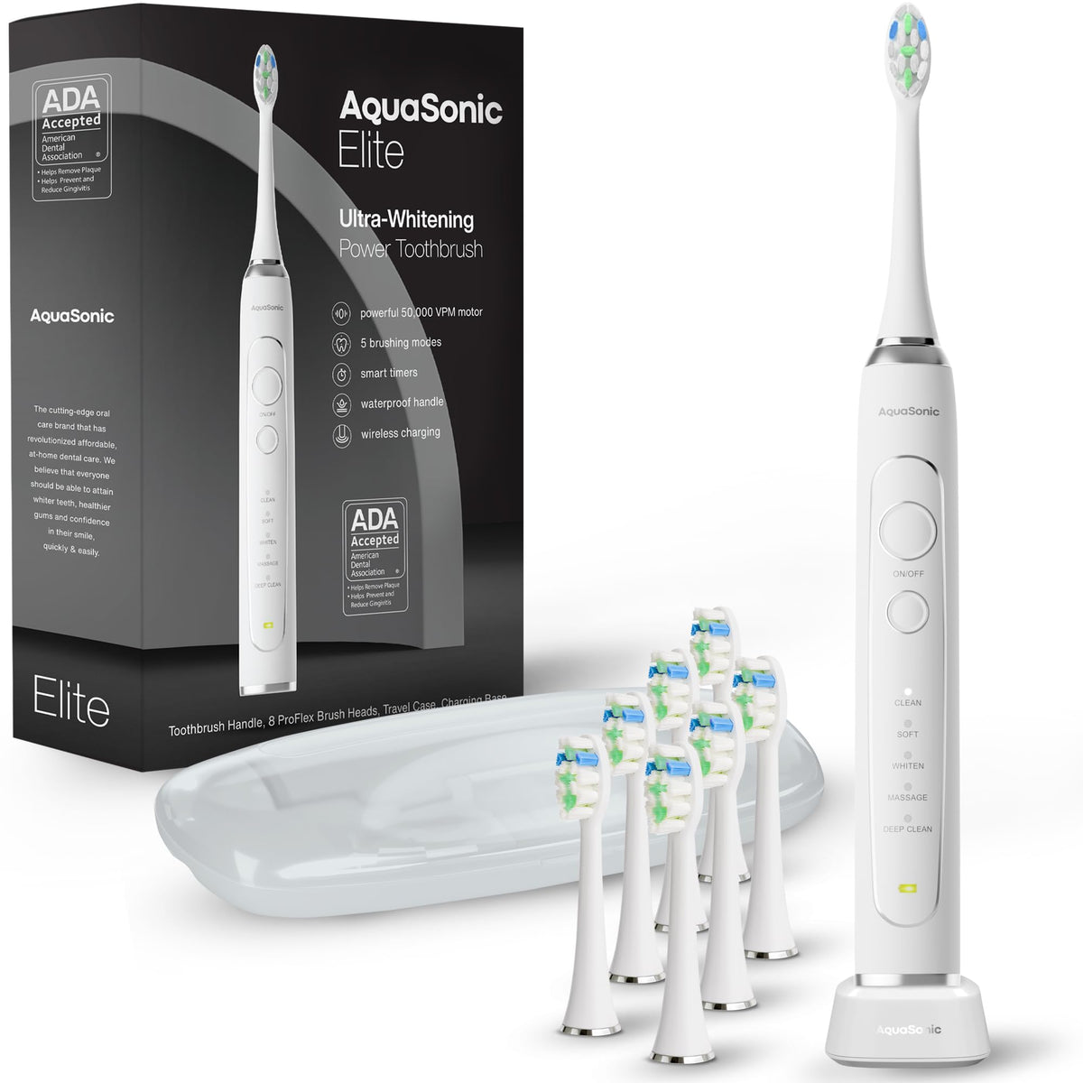 Aquasonic Elite Ultra Whitening Toothbrush ADA Accepted - Aquasonic Official Imagery - 1