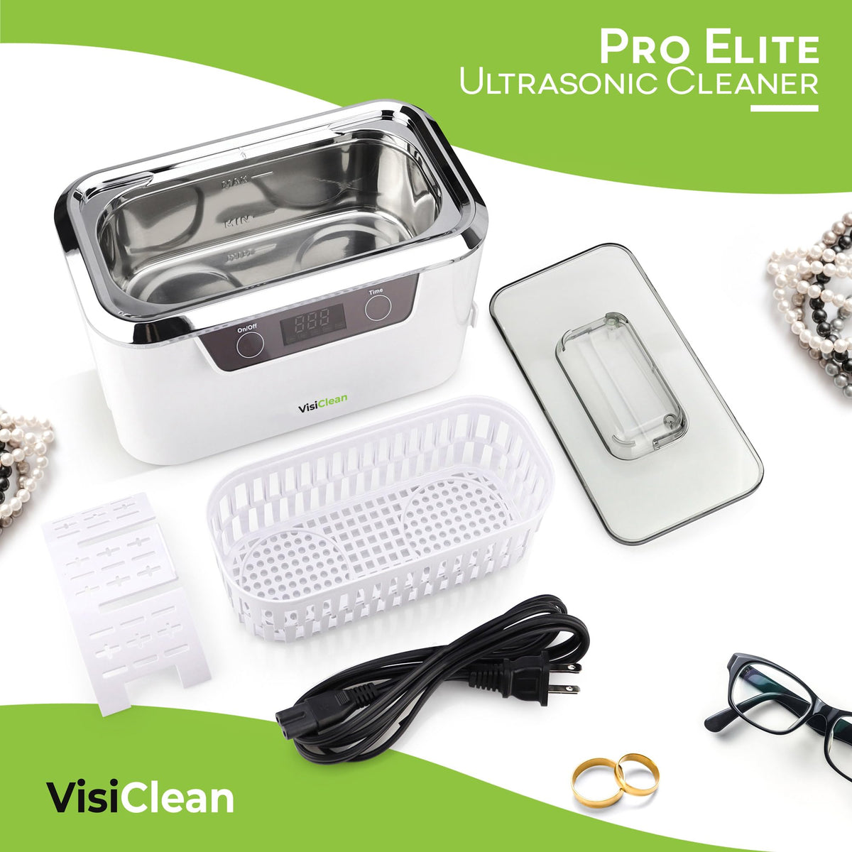 Ultrasonic Cleaner, Professional Ultrasonic Jewelry Cleaner for Diamond Ring, Silver, Gold, Earrings, Necklaces, Glasses