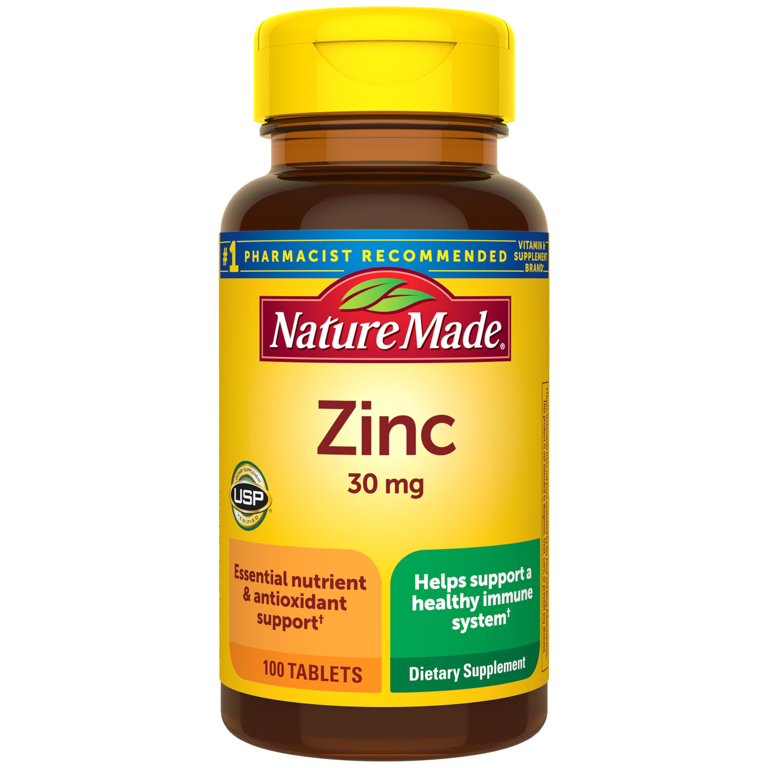 Nature Made Zinc 30 mg for Immune Health Support, 100 Tablets - Product Imagery