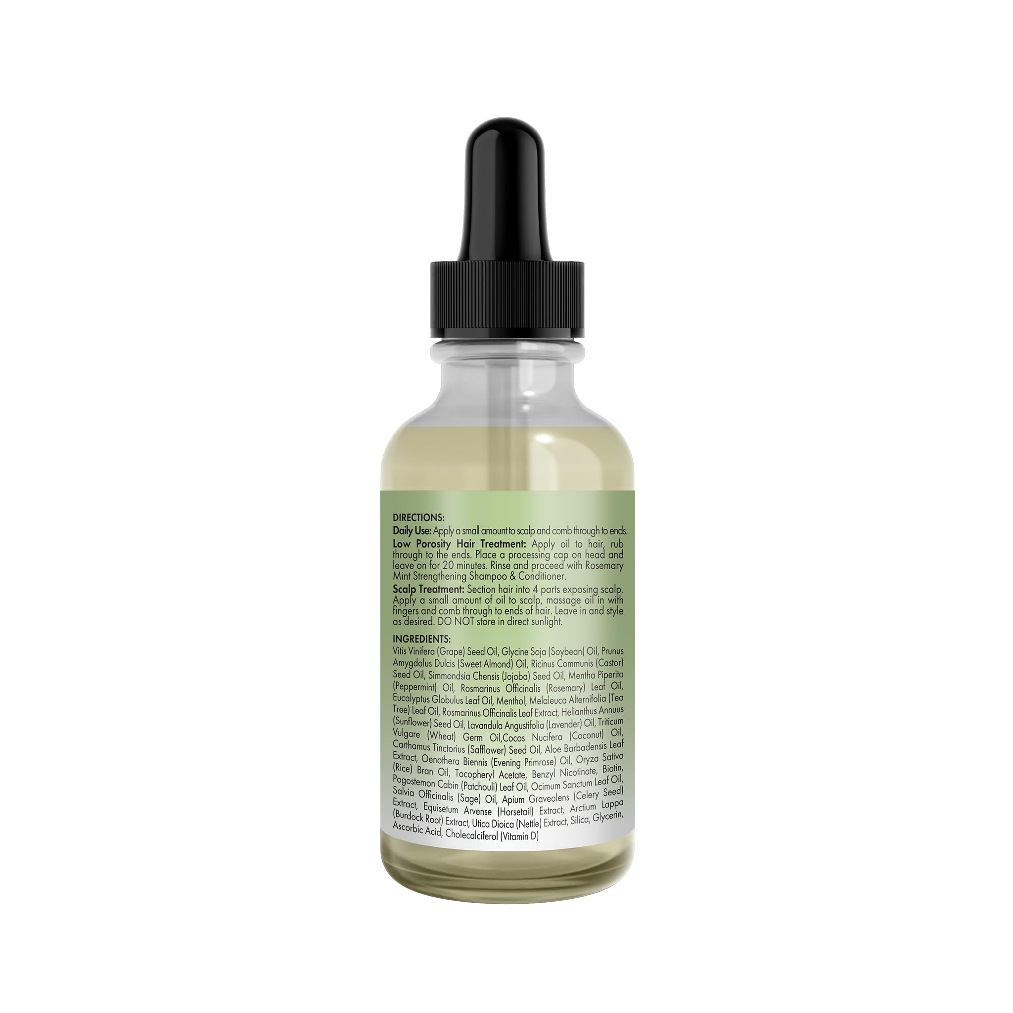 Mielle Organics Rosemary Mint Light Hair Oil in a 2 oz bottle, designed for hair styling and scalp nourishment.