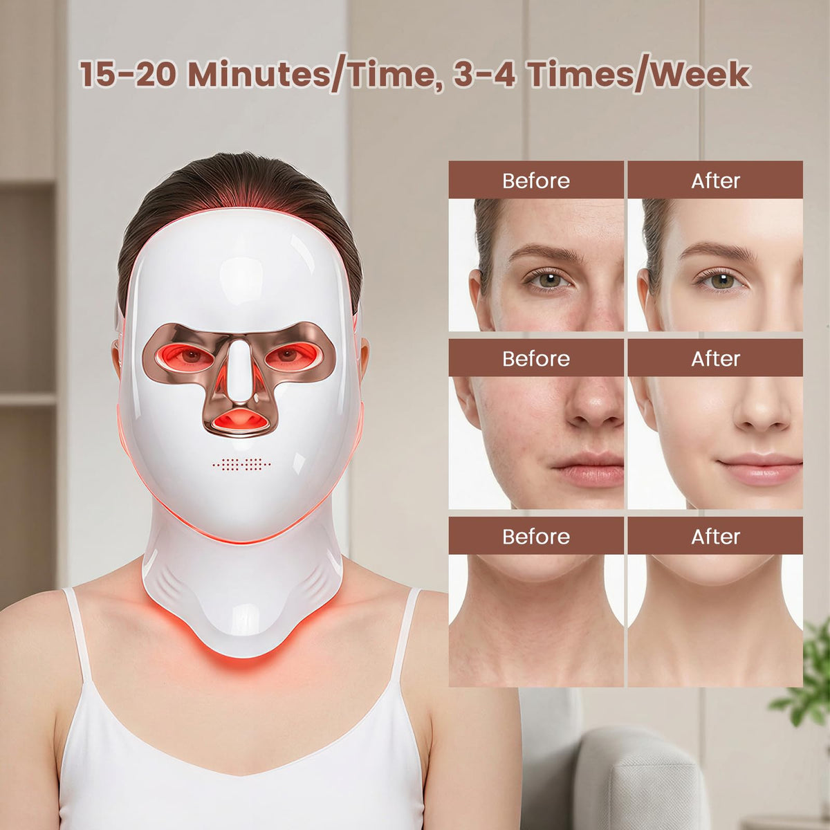 LED Light Therapy Mask for Face and Neck LED Face Mask Light - cibqun Official Imagery - 5