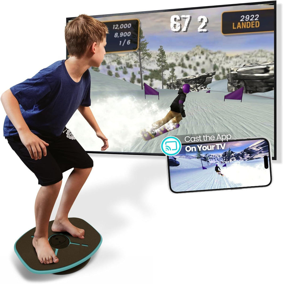 GoCube GoBalance Board - App-Enabled Balance Board. Smart Bluetooth Sensor, 12 FREE Interactive Games - Fun, Balance Tra