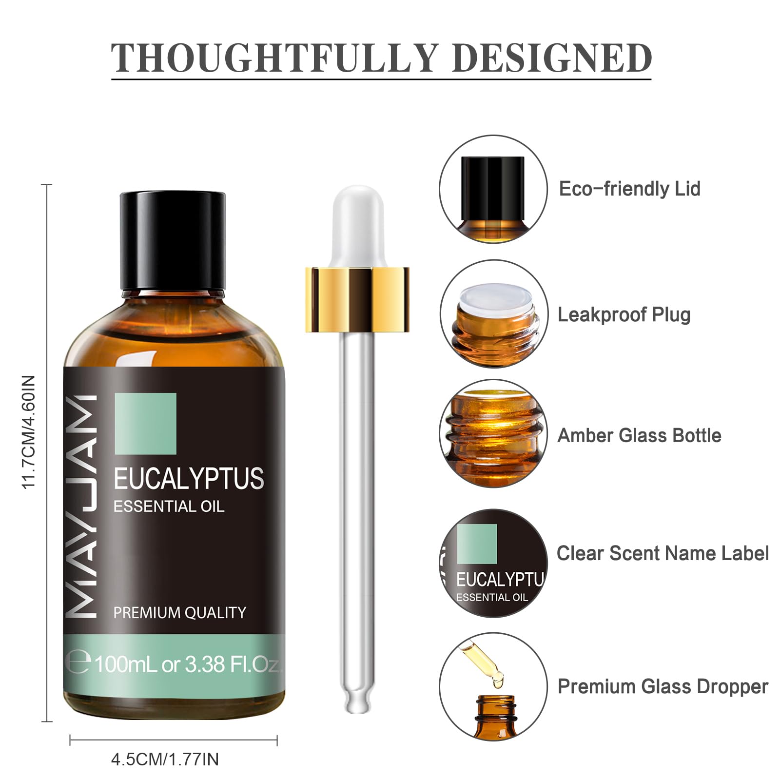 MAYJAM Eucalyptus Essential Oil for Diffuser & Skin – 100ml