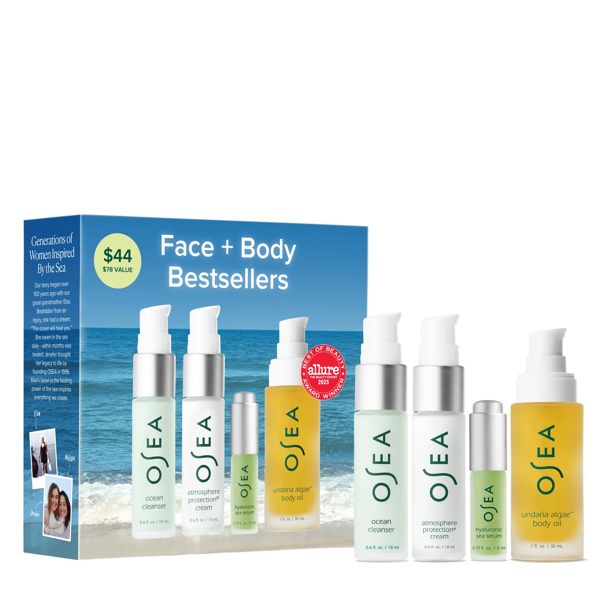 OSEA Face + Body Bestsellers, 4-Piece Skin Care Travel-friendly - Product Imagery