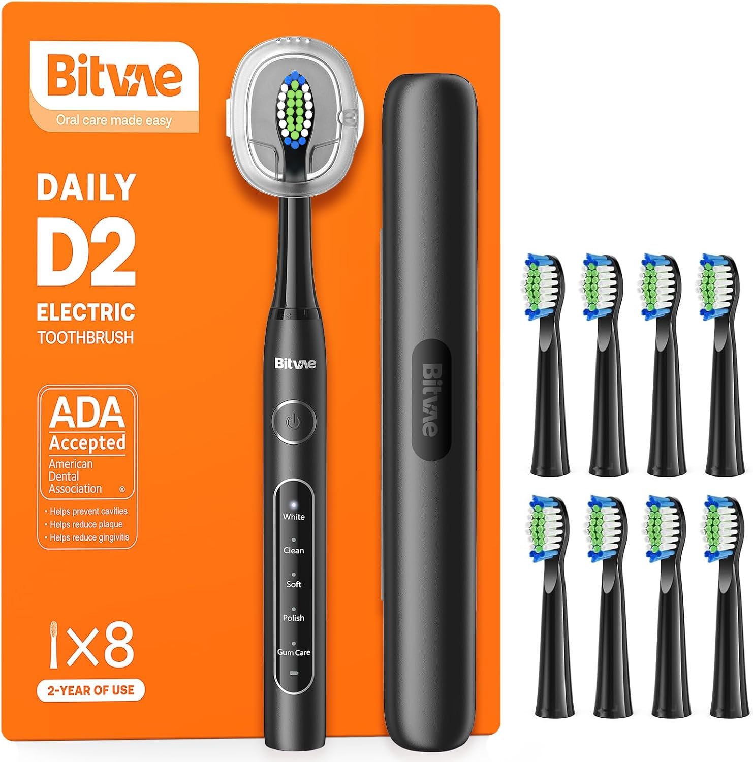 Bitvae ADA Accepted Electric Toothbrush, 60-Day Battery Travel - Product Imagery