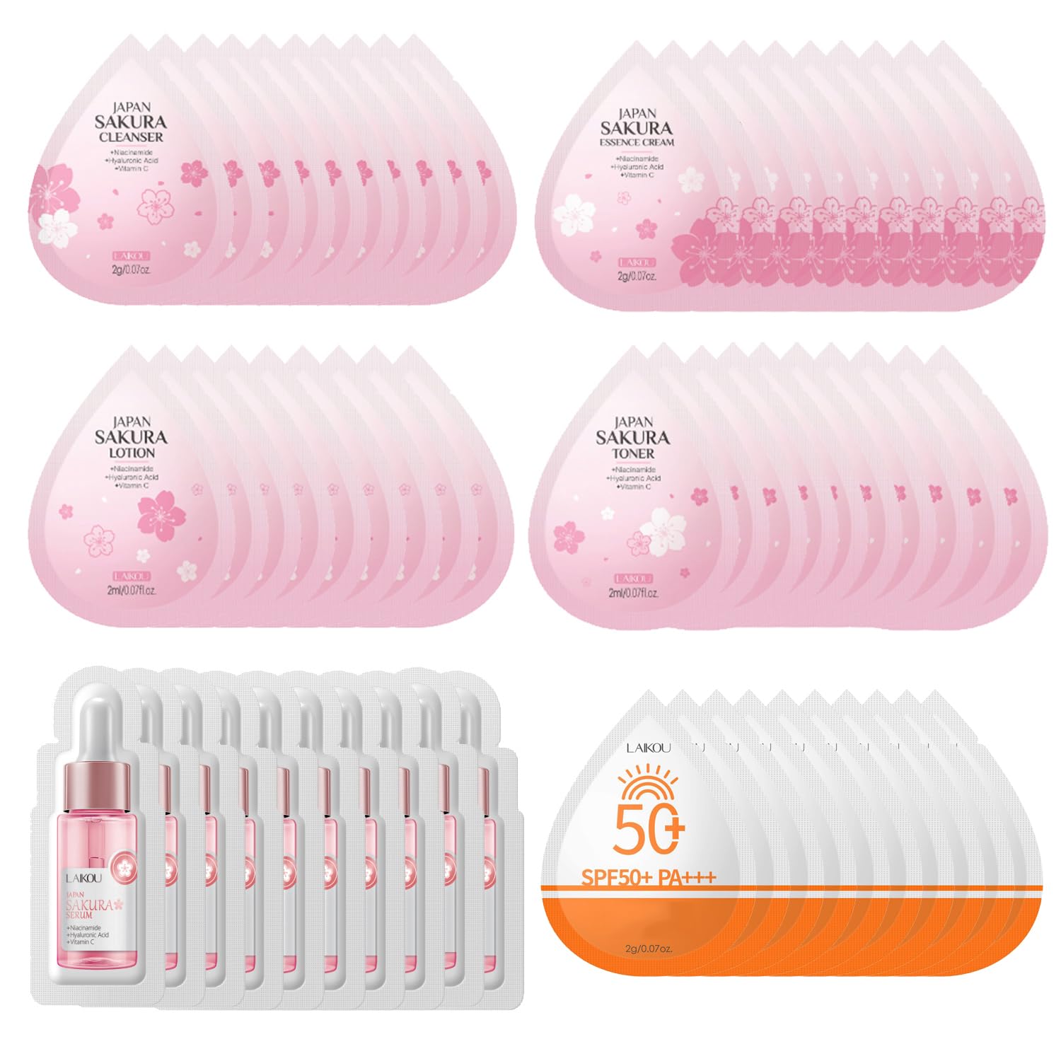 Mini Skincare Kit, 60pcs Travel Skin Care Set Include Face - Product Imagery