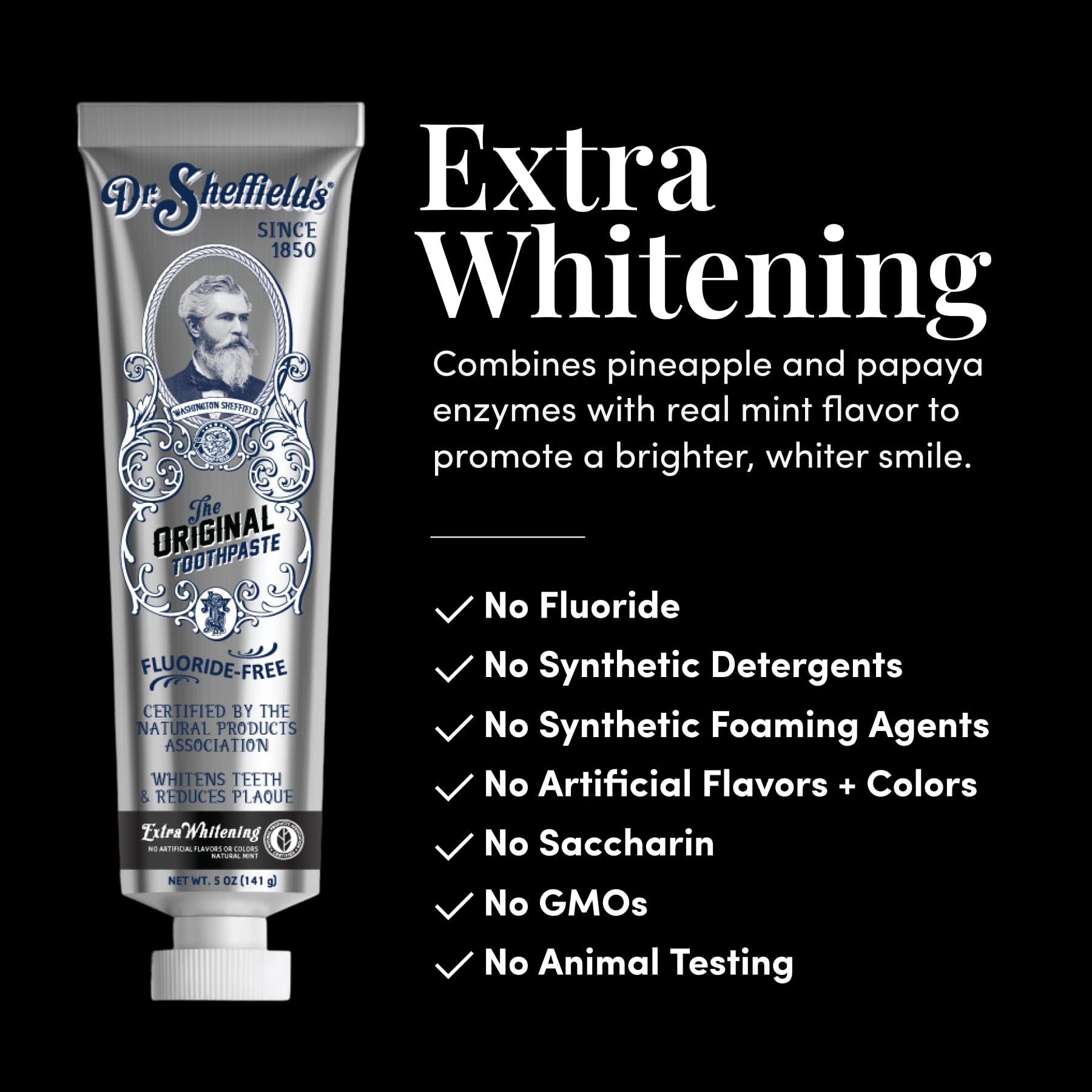 Dr. Sheffield's Fluoride Free Whitening Toothpaste, Mint, No SLS, 2-Pack