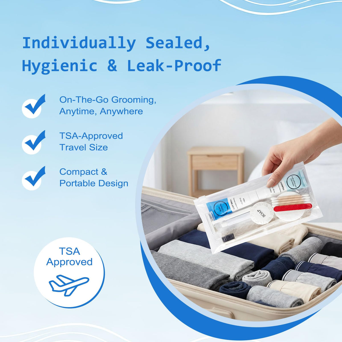 40 Kits Travel Toiletry Kit Bulk 9 in 1 Disposable Personal - HQSLsund Official Imagery - 7