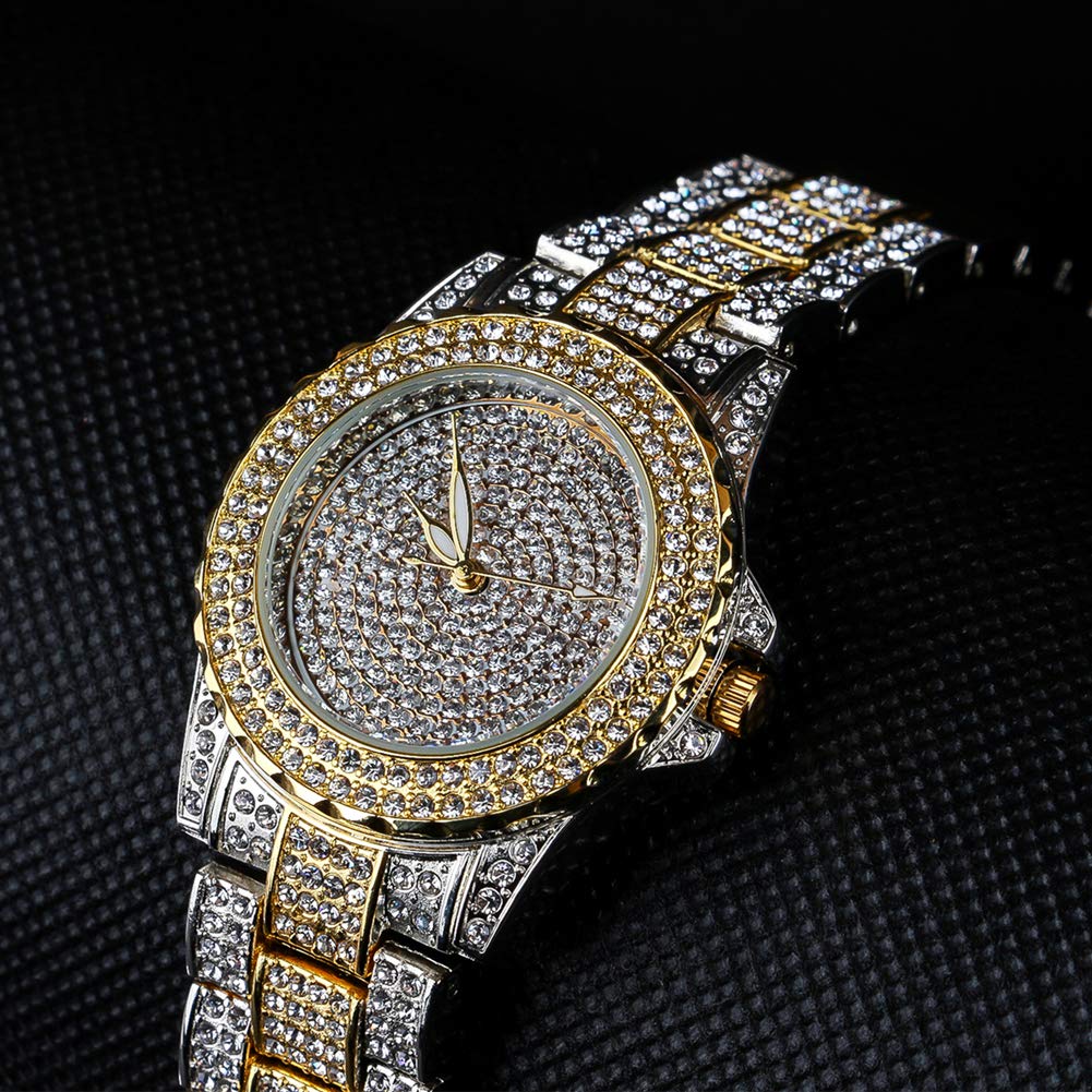 Smalody Round Luxury Women Watch Crystal Rhinestone Diamond Watches Stainless Steel Wristwatch Iced Out Watch with Japan