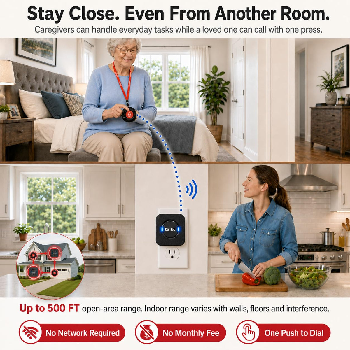 CallToU Caregiver Pager Call Button for Elderly Call Bell 2 - CallToU Official Imagery - 3
