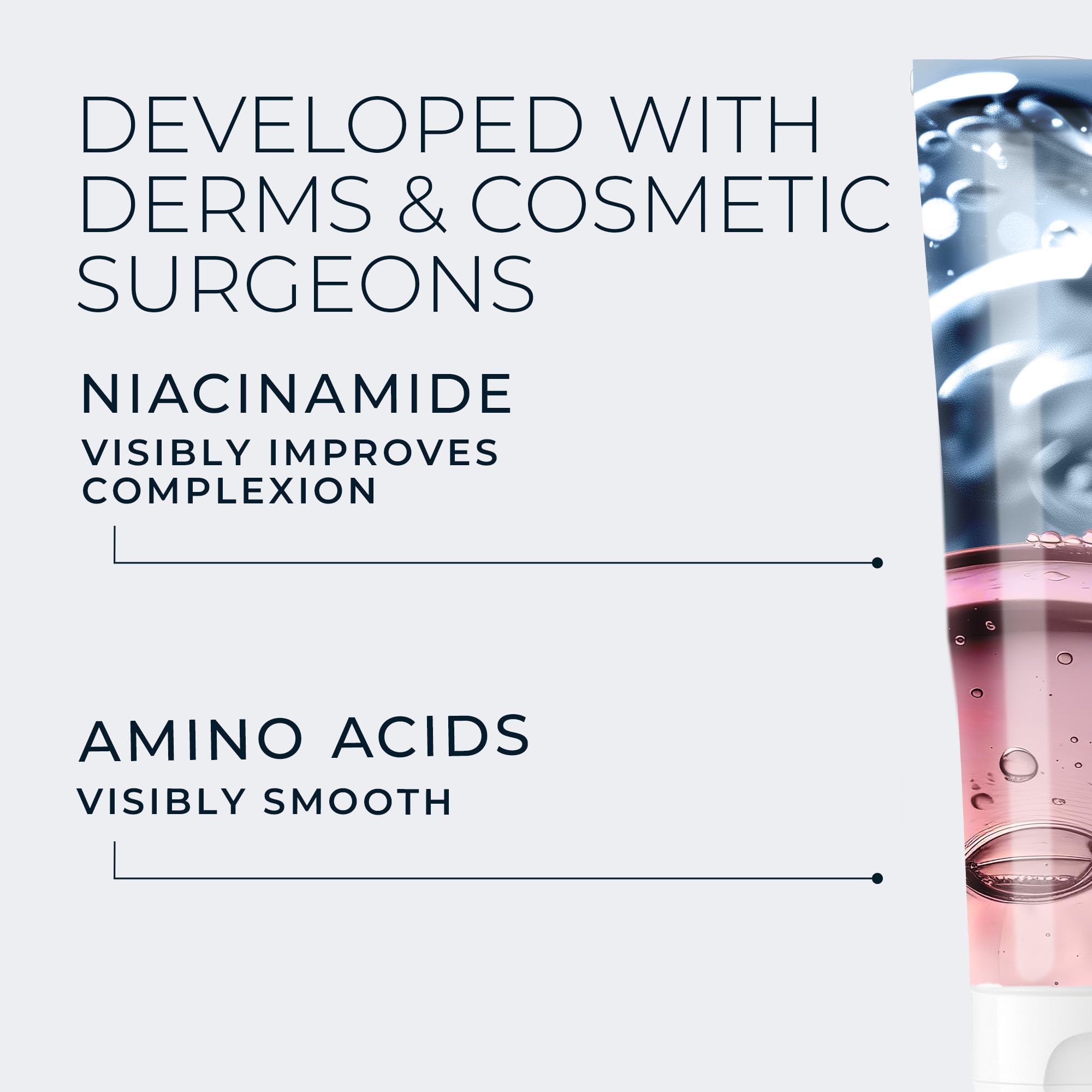 RoC Derm Correxion facial cleanser with niacinamide and amino acids, a skincare product for gentle skin cleansing.