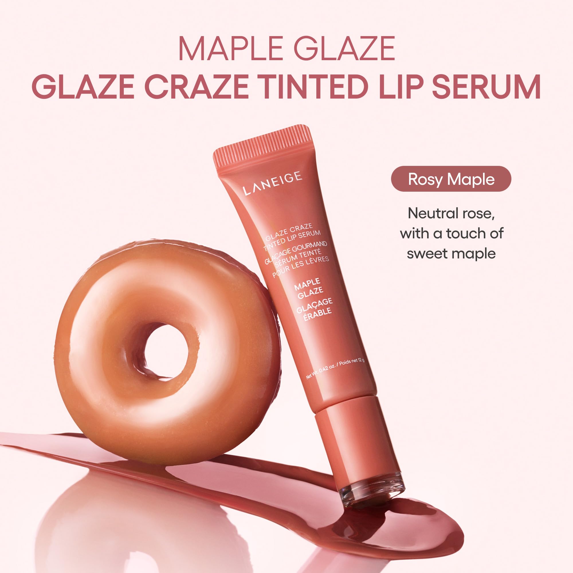 LANEIGE Glaze Craze Tinted Lip Serum: Hydrating, Lip Barrier-Boosting, Softening Lip Serum Treatment for Glossy & Buildable Shine, Nourished Lips | Korean Skin Care, Maple Glaze
