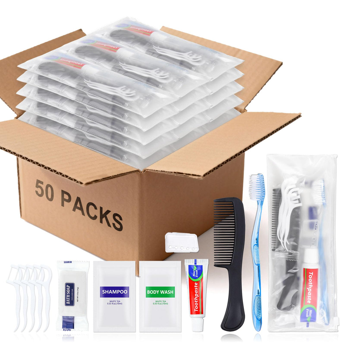 50 Sets Bulk Hygiene Kits for Homeless Basic Toiletry Kit - HQSLsund Official Imagery - 2