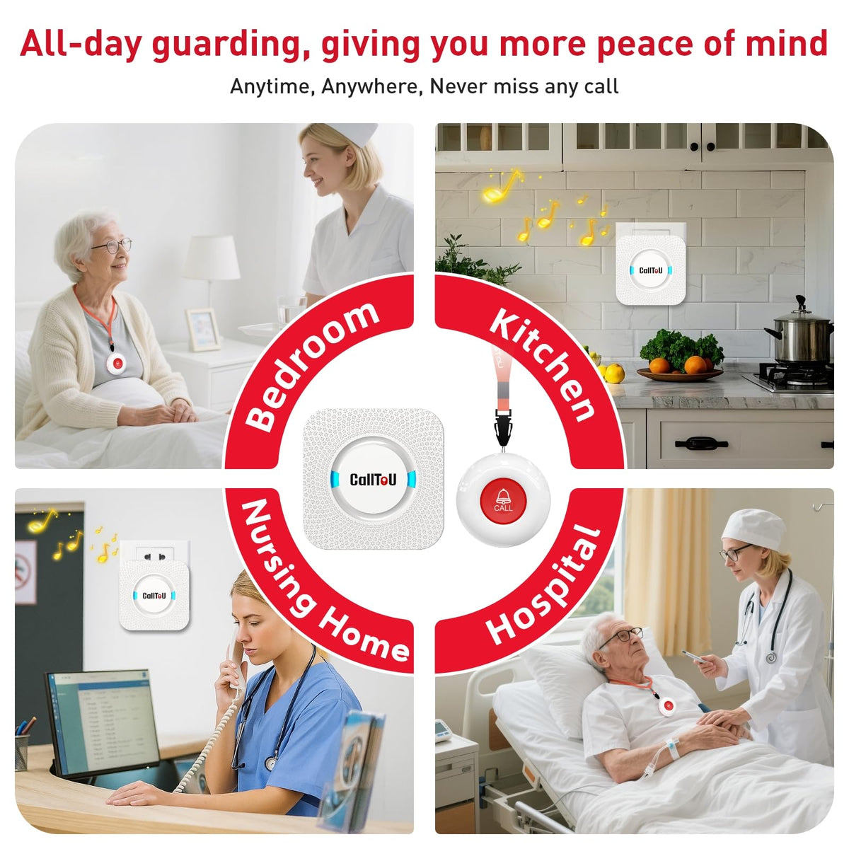 CallToU Wireless Caregiver Pager Alert Button for Seniors - CallToU Official Imagery - 4