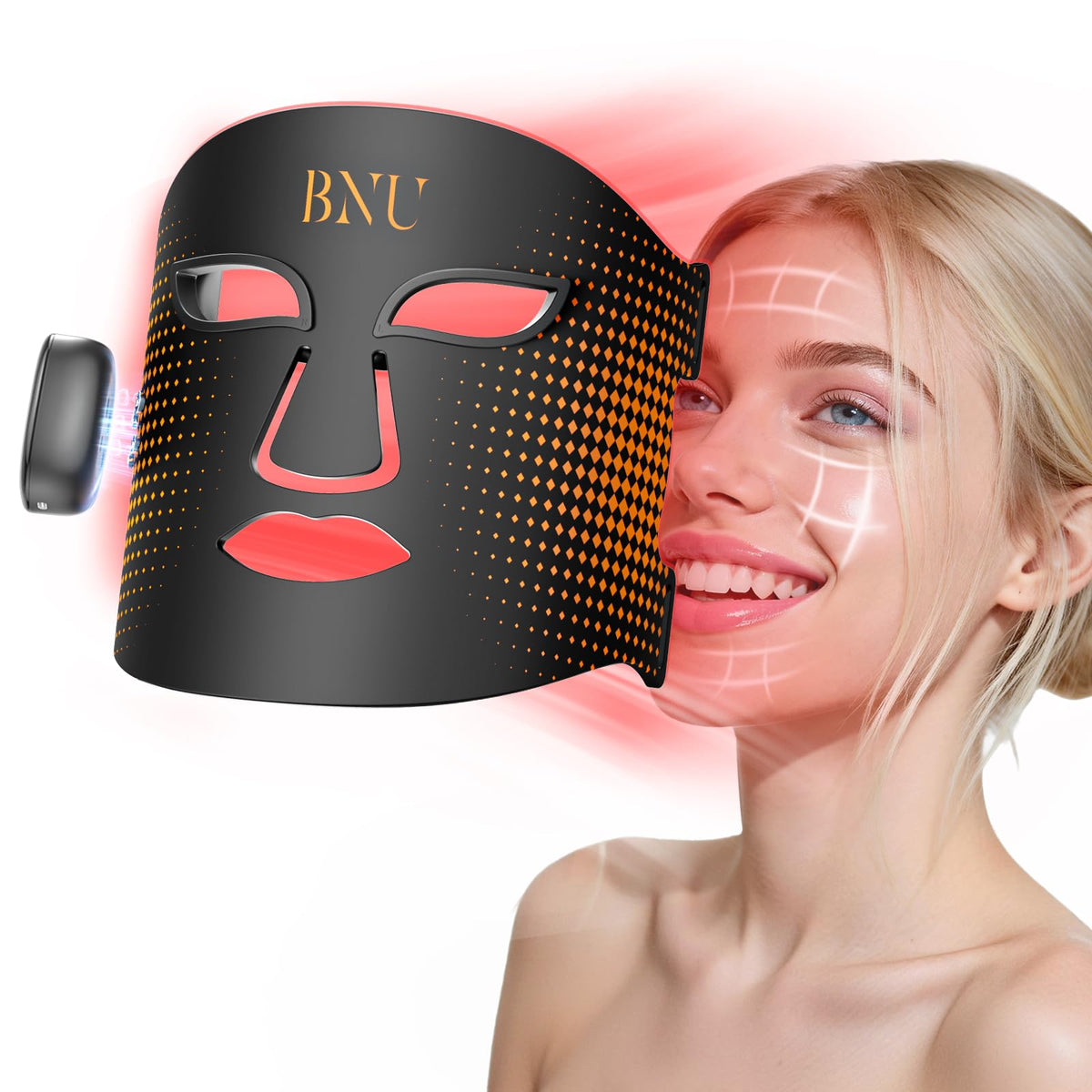 BNU Wireless Red Light Therapy Mask for Face with 4 Modes, Led Face Mask